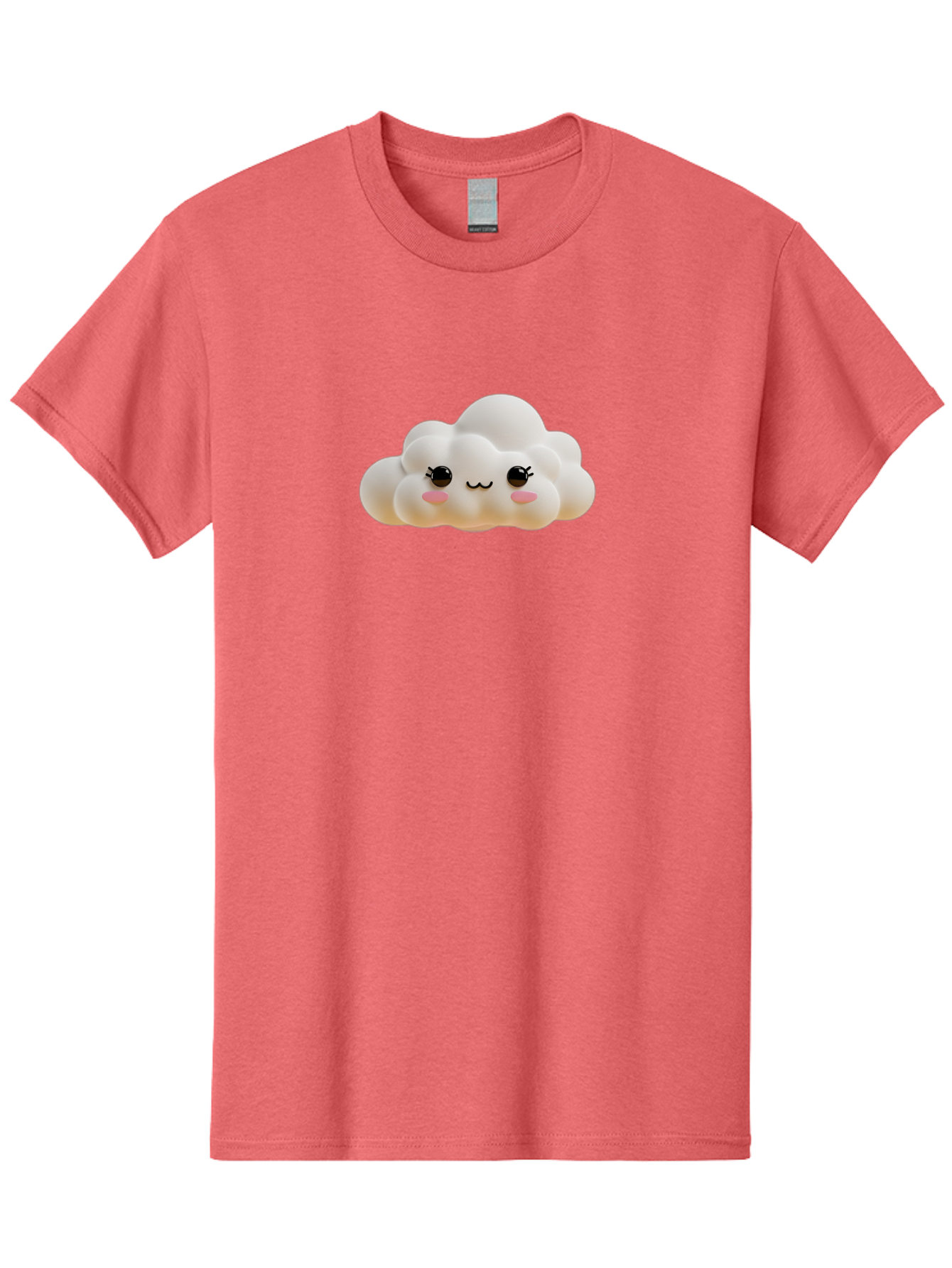 Cute-Cloud-2 Men'S Graphic Tee, 100% Cotton, Comfortable Casual Summer Wear, Machine Washable, Cute Cloud, Kawaii Art, Cartoon Character, Fluffy Cloud, Pastel Colors, Smiling Face, Rosy Cheeks, Eyelashes, Adorable, Whimsical, Fantasy Art, Bae426