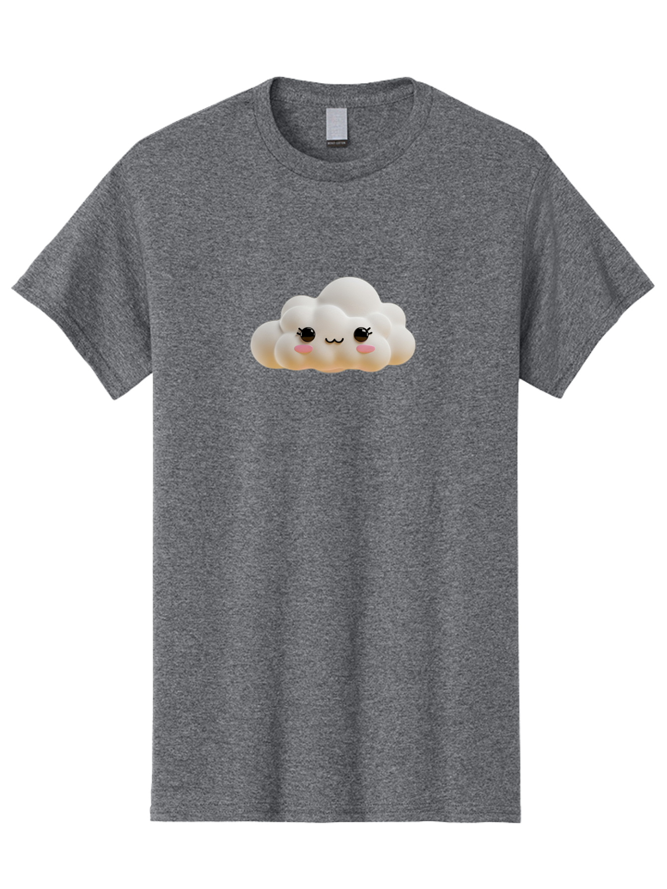 Cute-Cloud-2 Men'S Graphic Tee, 100% Cotton, Comfortable Casual Summer Wear, Machine Washable, Cute Cloud, Kawaii Art, Cartoon Character, Fluffy Cloud, Pastel Colors, Smiling Face, Rosy Cheeks, Eyelashes, Adorable, Whimsical, Fantasy Art, Bae426