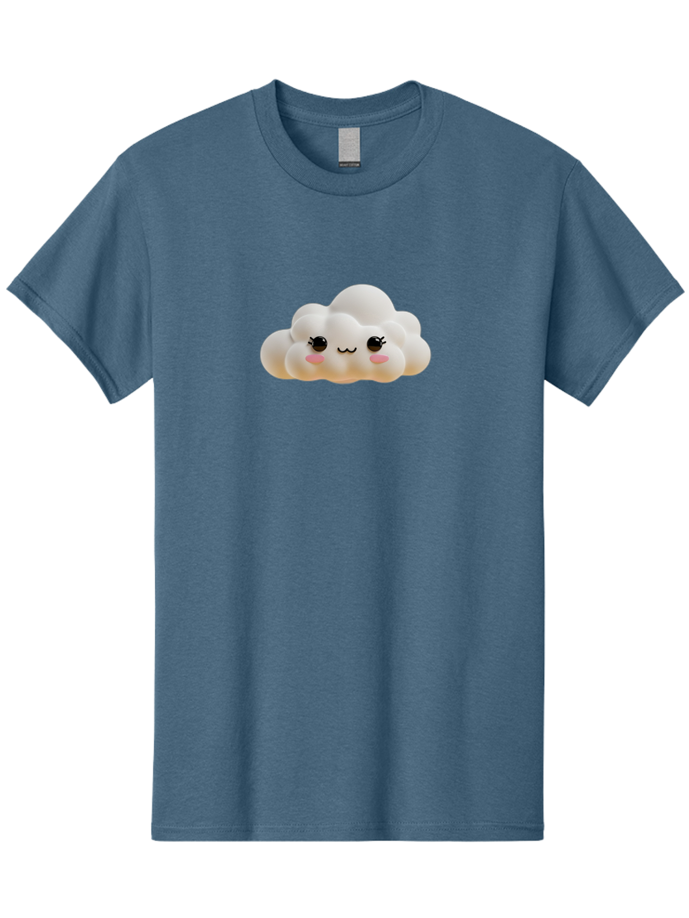Cute-Cloud-2 Men'S Graphic Tee, 100% Cotton, Comfortable Casual Summer Wear, Machine Washable, Cute Cloud, Kawaii Art, Cartoon Character, Fluffy Cloud, Pastel Colors, Smiling Face, Rosy Cheeks, Eyelashes, Adorable, Whimsical, Fantasy Art, Bae426
