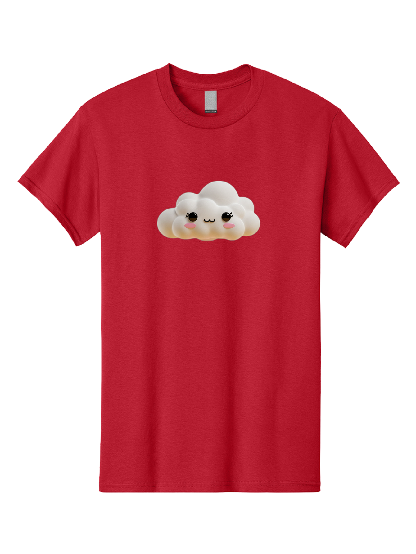 Cute-Cloud-2 Men'S Graphic Tee, 100% Cotton, Comfortable Casual Summer Wear, Machine Washable, Cute Cloud, Kawaii Art, Cartoon Character, Fluffy Cloud, Pastel Colors, Smiling Face, Rosy Cheeks, Eyelashes, Adorable, Whimsical, Fantasy Art, Bae426