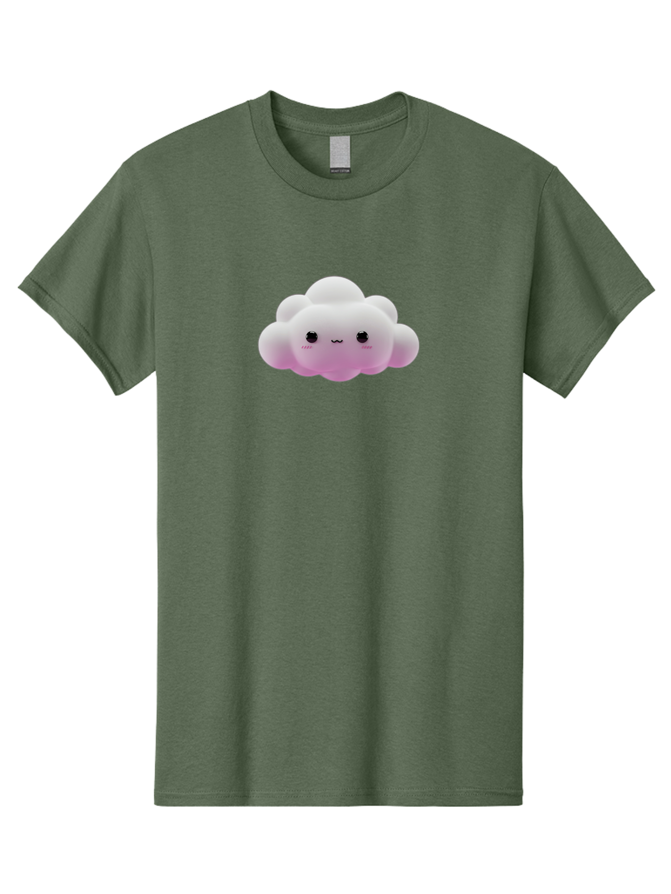 Cute-Cloud-Toy Men'S Graphic Tee, 100% Cotton, Comfortable Casual Summer Wear, Machine Washable, White Fluffy Cloud, Kawaii Character, Smiling Face, Cute Expression, Soft Pink Cheeks, Adorable Eyes, Cartoon Cloud, Pastel Colors, Bae428