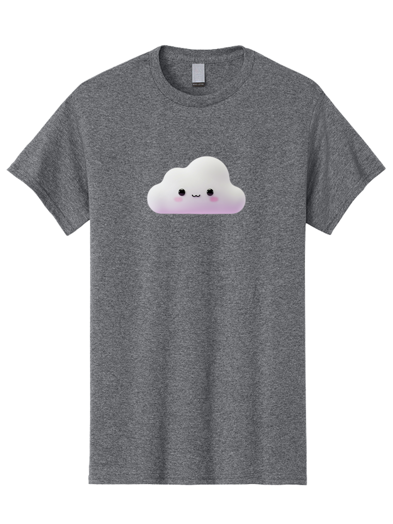 Cute-Cloud Men'S Graphic Tee, 100% Cotton, Comfortable Casual Summer Wear, Machine Washable, Cute Cloud, Smiling Face, Fluffy Cloud, Kawaii Character, Cartoon Cloud, Happy Expression, Soft Pink Cheeks, Black Eyes Bae429