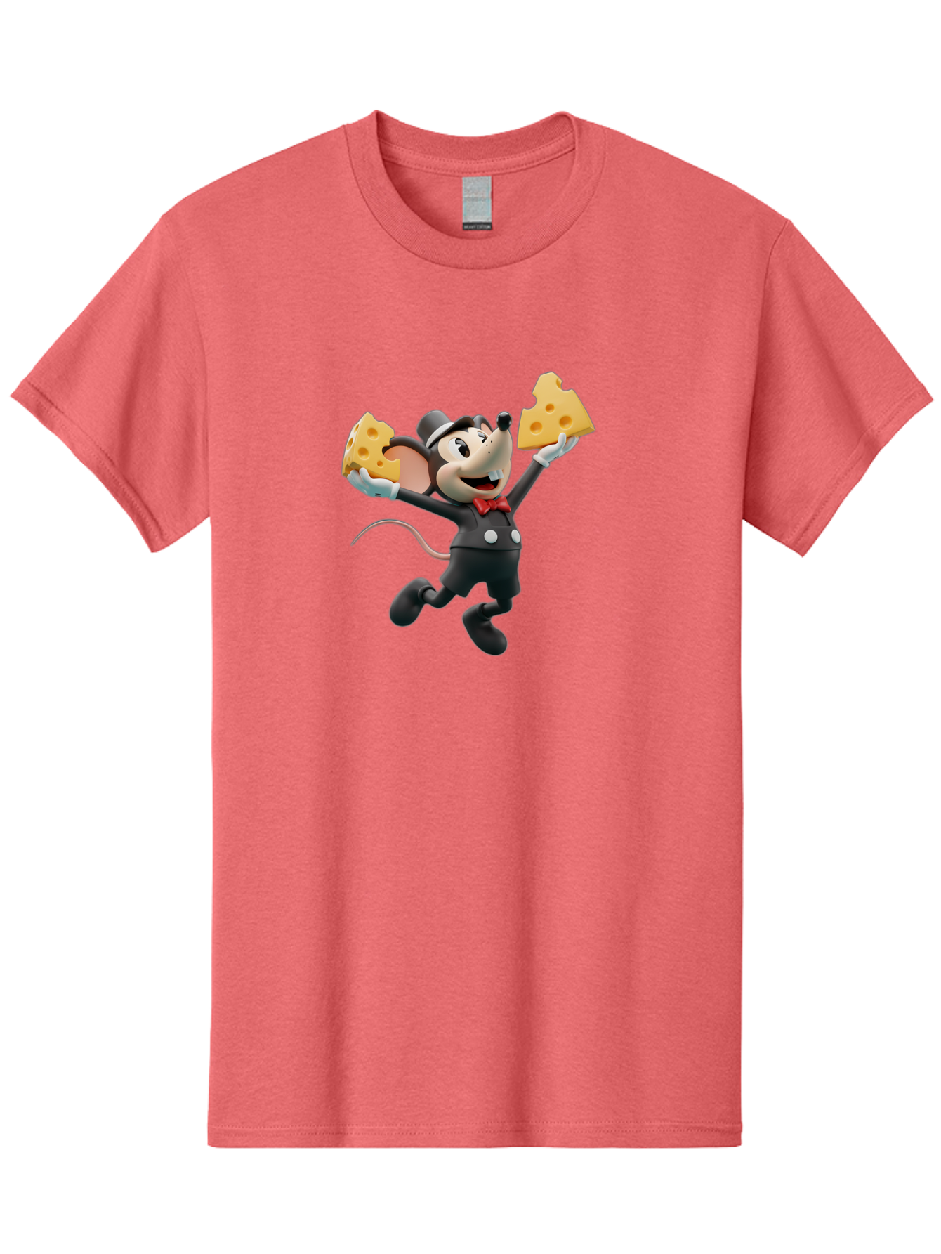 Danger-Mouse Men'S Graphic Tee, 100% Cotton, Comfortable Casual Summer Wear, Machine Washable, Danger Mouse Holding Cheese, Cartoon Character, Comedy, Funny Animation, Cheese Lover, Secret Agent Mouse Bae433