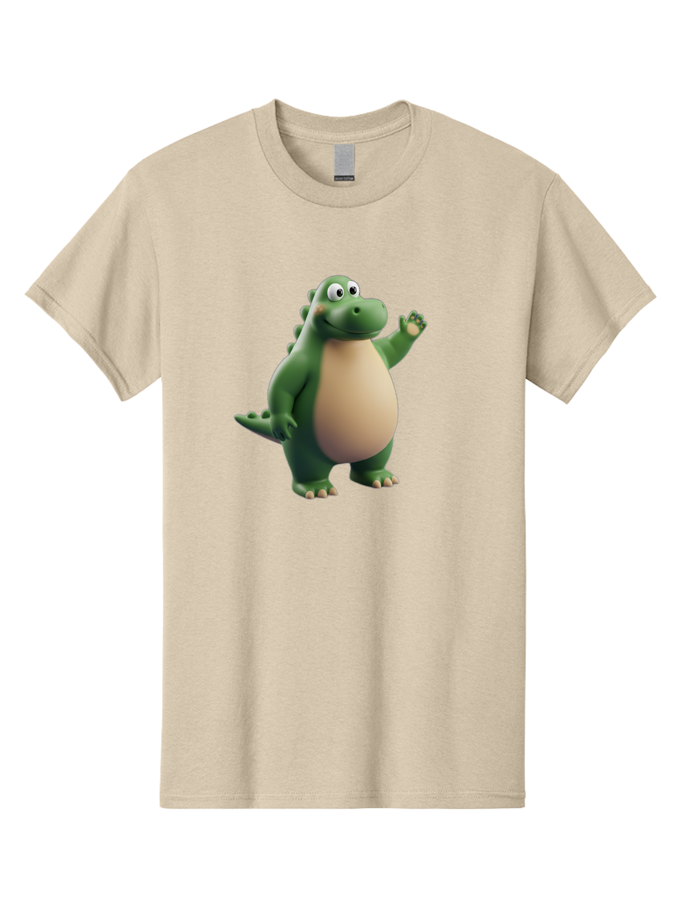 Dino-1 Men'S Graphic Tee, 100% Cotton, Comfortable Casual Summer Wear, Machine Washable, Friendly Cartoon Dinosaur, Green Dinosaur Character, Dinosaurs For Kids, Cartoon Characters For Children, Fun Dinosaur Illustrations, Bae434