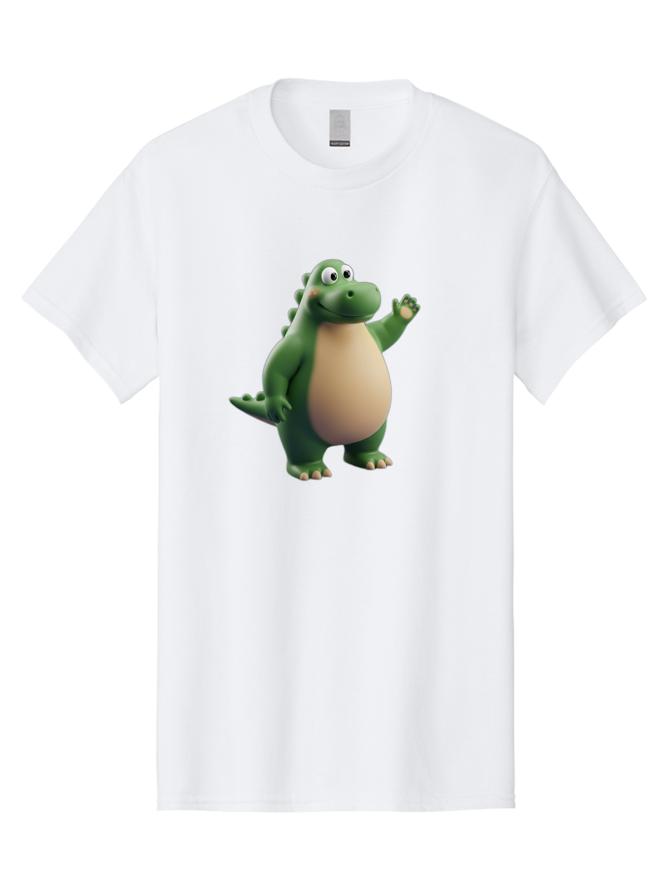 Dino-1 Men'S Graphic Tee, 100% Cotton, Comfortable Casual Summer Wear, Machine Washable, Friendly Cartoon Dinosaur, Green Dinosaur Character, Dinosaurs For Kids, Cartoon Characters For Children, Fun Dinosaur Illustrations, Bae434