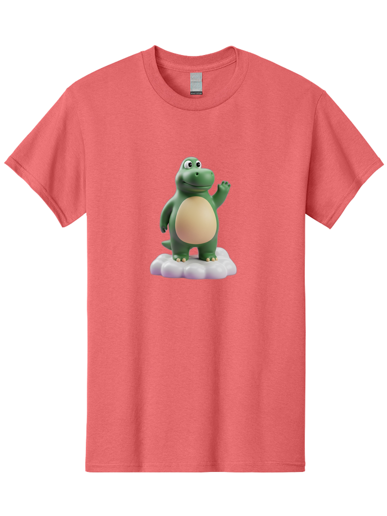 Dino-Mite Men'S Graphic Tee, 100% Cotton, Comfortable Casual Summer Wear, Machine Washable, Cartoon Dinosaur, Figurine, Green Dinosaur, Smiling Dinosaur, Waving Dinosaur, Dinosaur Toy, Dinosaur Character, Cute Dinosaur, Friendly Dinosaur, Bae436