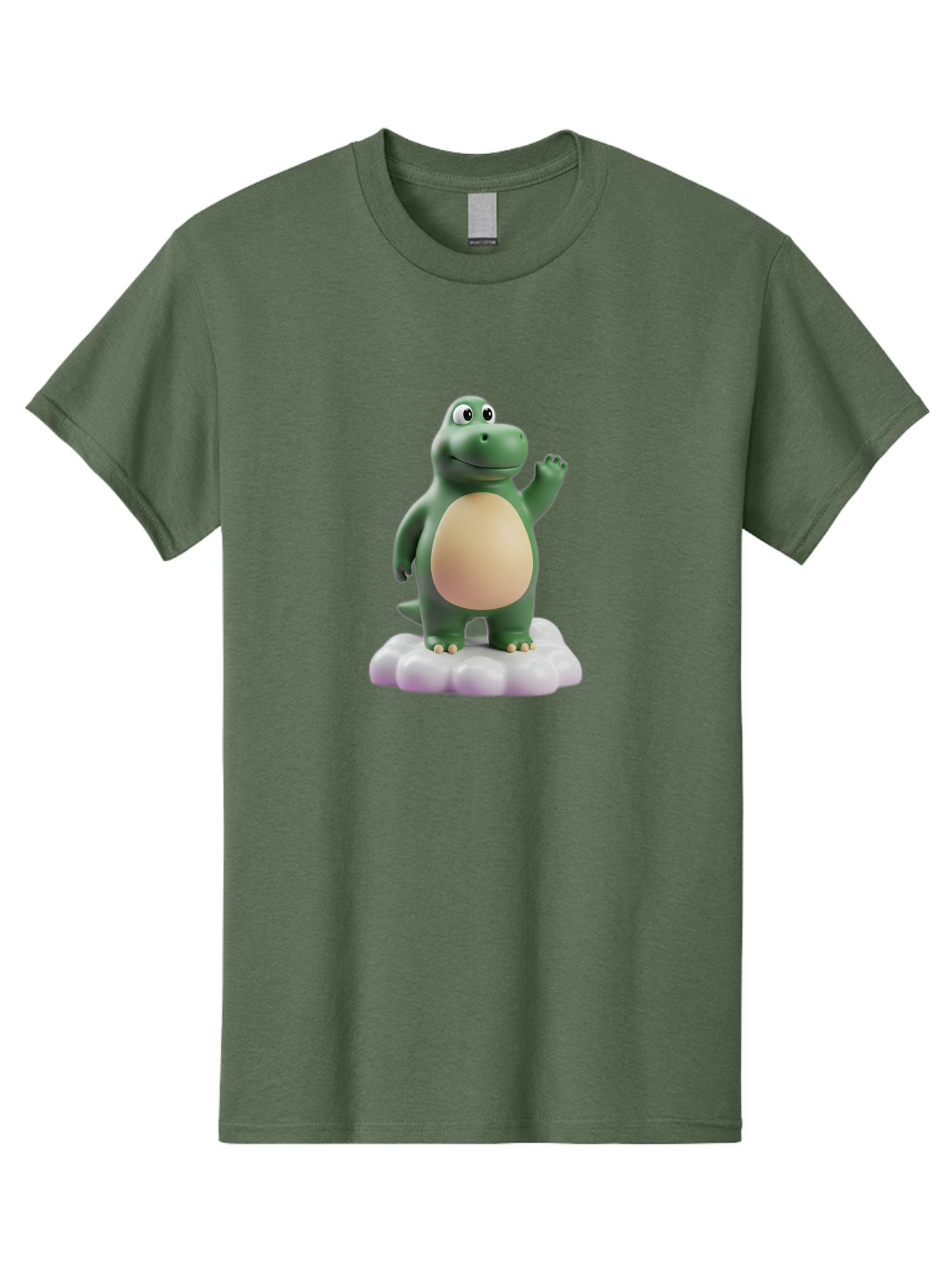 Dino-Mite Men'S Graphic Tee, 100% Cotton, Comfortable Casual Summer Wear, Machine Washable, Cartoon Dinosaur, Figurine, Green Dinosaur, Smiling Dinosaur, Waving Dinosaur, Dinosaur Toy, Dinosaur Character, Cute Dinosaur, Friendly Dinosaur, Bae436
