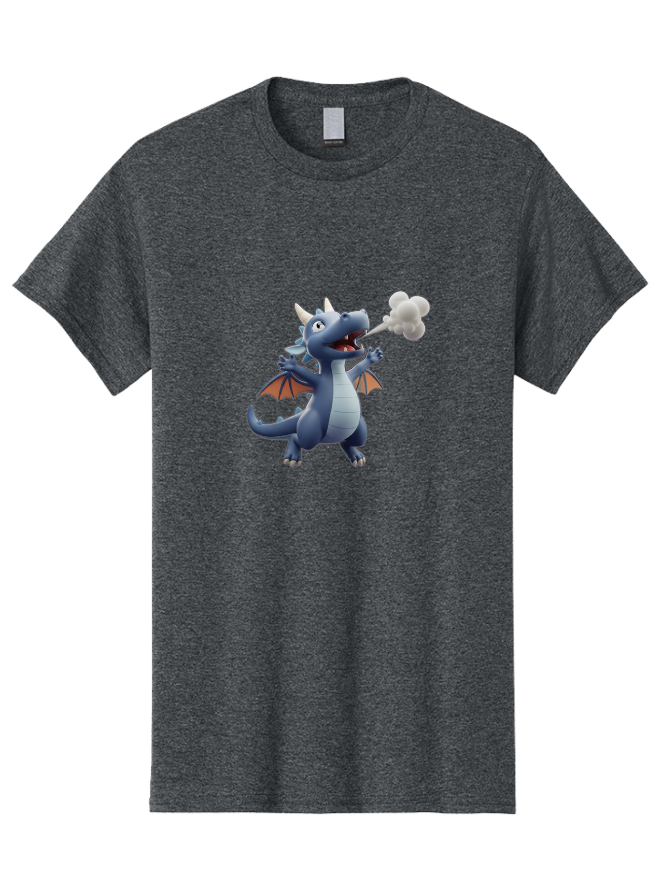Dragon-Smoking Men'S Graphic Tee, 100% Cotton, Comfortable Casual Summer Wear, Machine Washable, Cartoon Dragon, Mythical Creature, Fantasy Character, Smoking, Adorable, Cute, Playful, Child-Friendly Graphics, Digital Art, Animated Dragon, Bae440