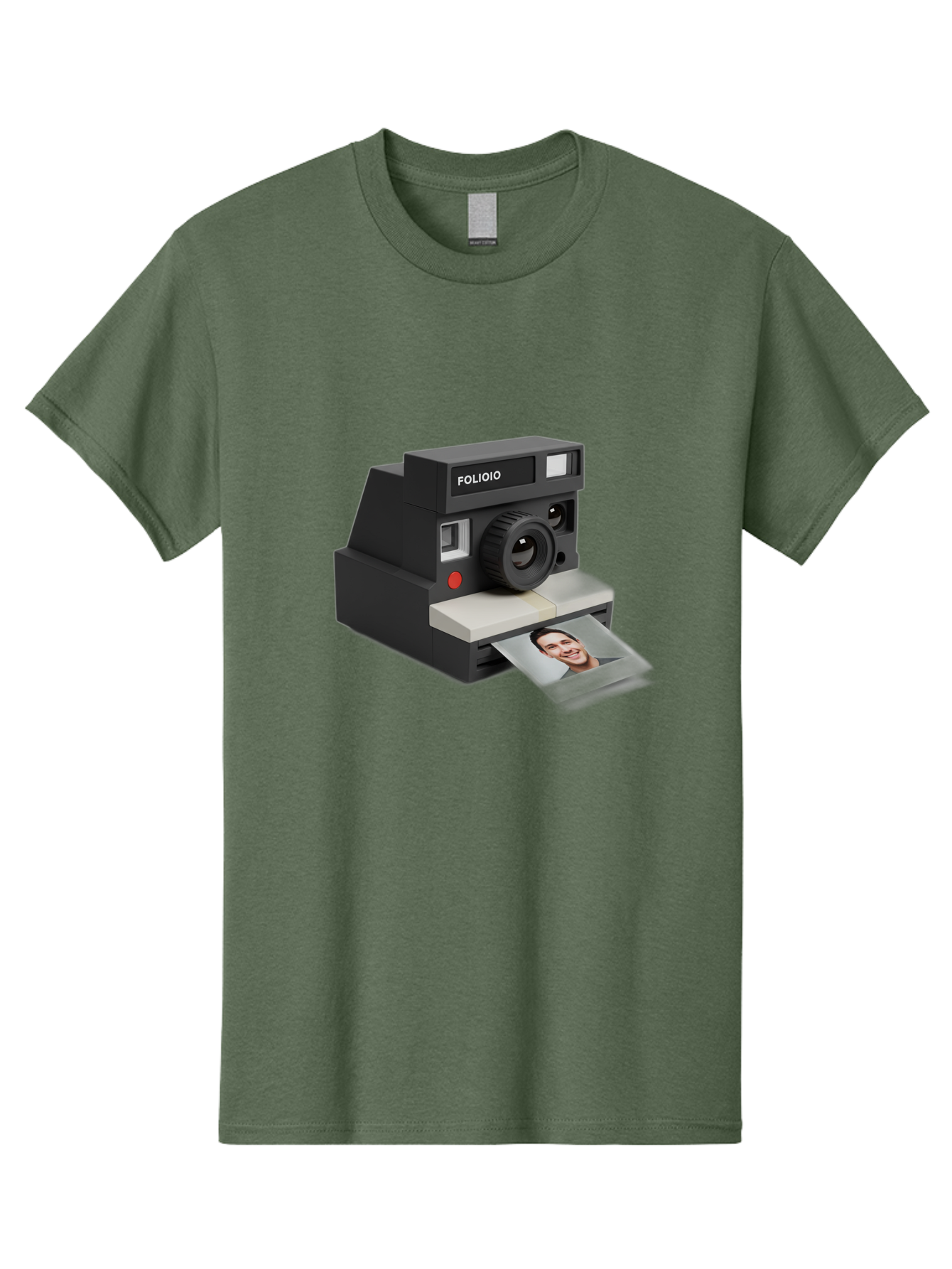 Folioio-Polaroid-Camera Men'S Graphic Tee, 100% Cotton, Comfortable Casual Summer Wear, Machine Washable, Instant Camera, Folioio Brand, Printing Photo, Smiling Woman, Instant Photography, Retro Style, Digital Print, Camera Technology Bae452