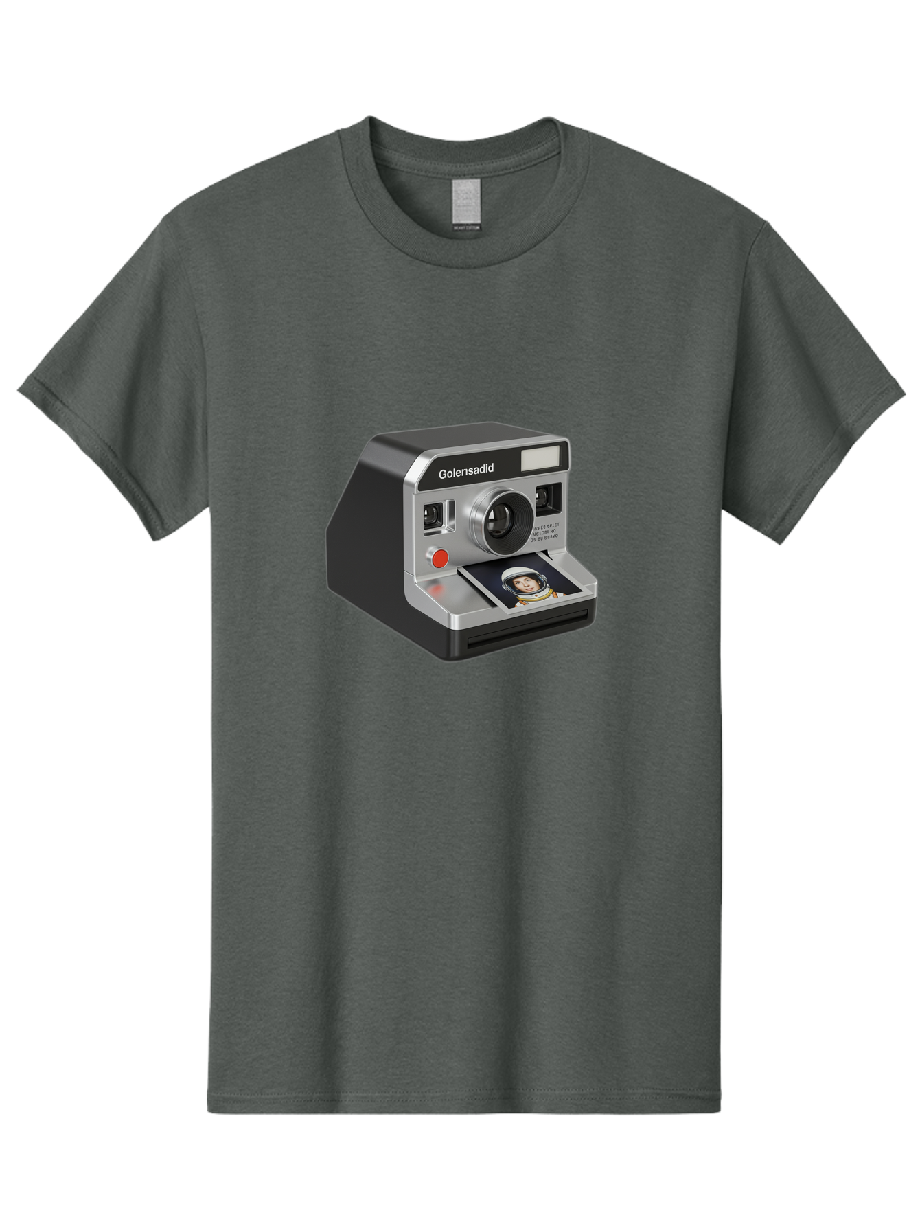 Golensadid-Camera Men'S Graphic Tee, 100% Cotton, Comfortable Casual Summer Wear, Machine Washable, Golensadid Instant Camera, Retro Photography, Polaroid Style, Instant Print, Silver Camera Body, Developing Photo, Nostalgic Technology, Bae462