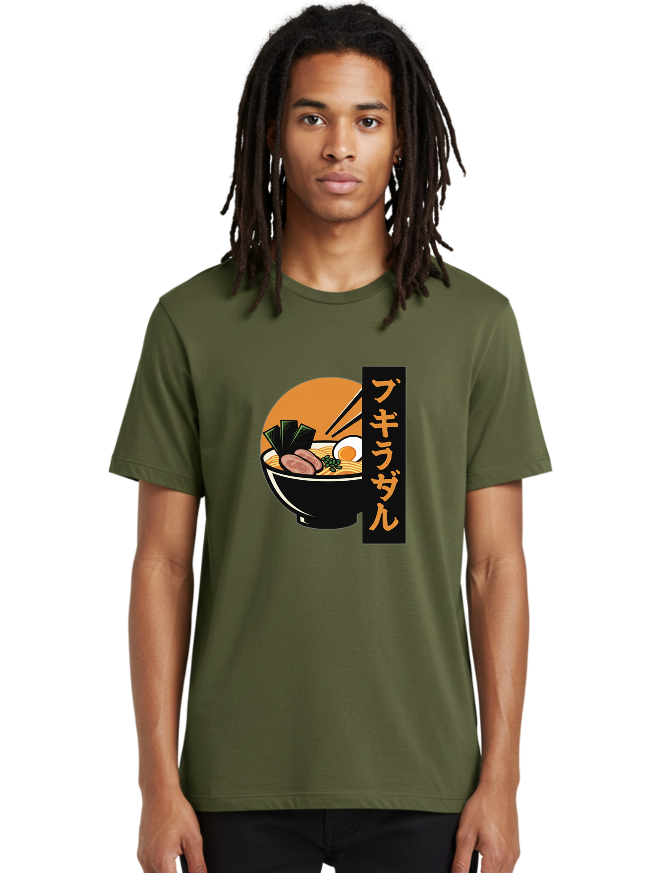 Hukirasa Men'S Graphic Tee, 100% Cotton, Comfortable Casual Summer Wear, Machine Washable, Bowl Of Ramen, Japanese Noodle Soup, Egg, Meat, Seaweed, Chopsticks, Japanese Cuisine, Food Illustration, Savory Dish Bae469