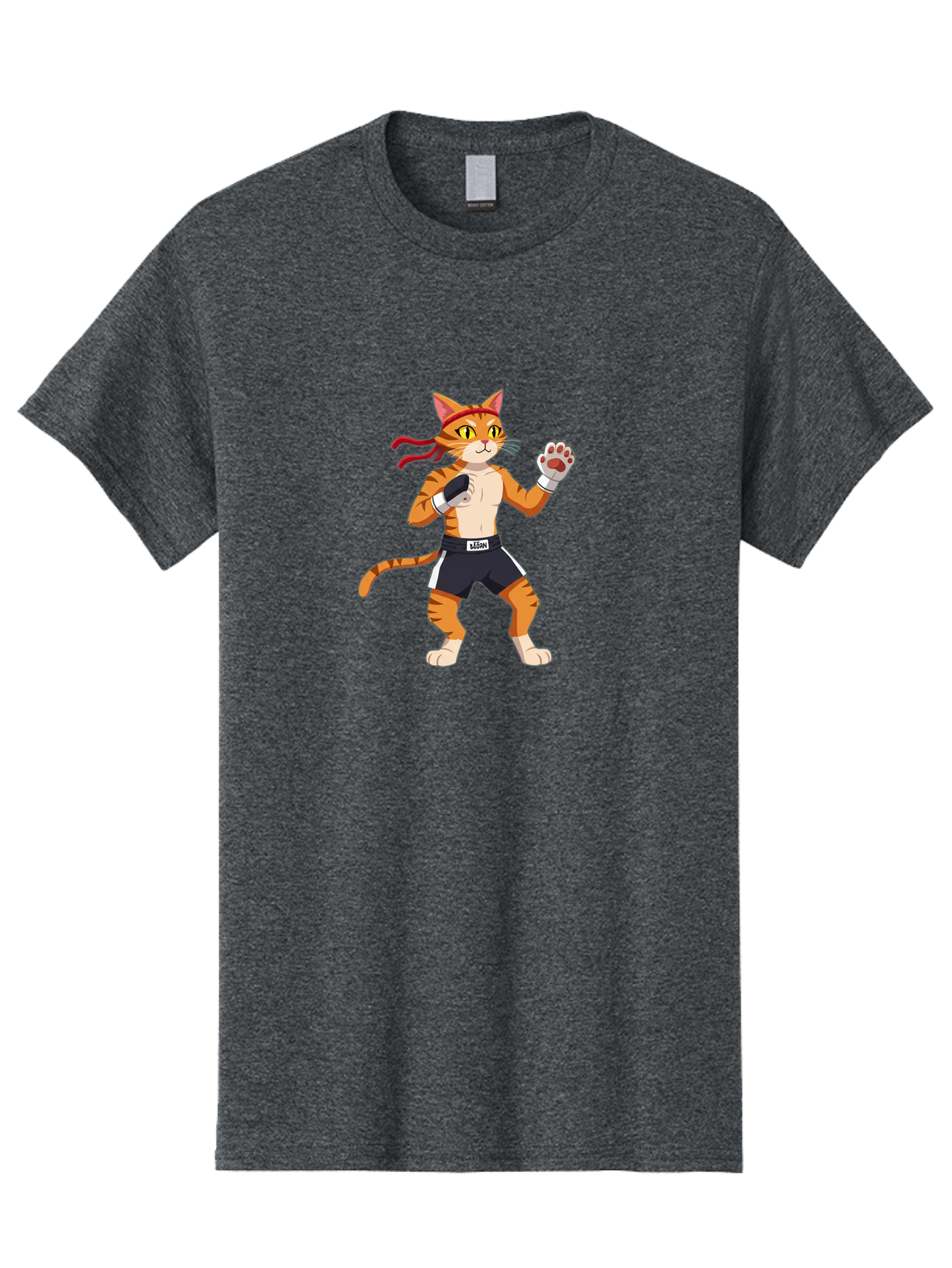 Katom Men'S Graphic Tee, 100% Cotton, Comfortable Casual Summer Wear, Machine Washable, Cartoon Cat Boxer, Orange Striped Cat, Boxing Gloves, Boxing Shorts, Martial Arts, Fighting Cat, Cartoon Character, Funny Animal, Boxing Pose, Bae477
