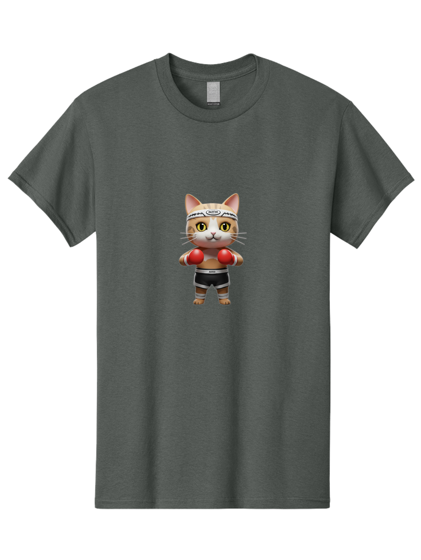 Kitten-Muay-Thai Men'S Graphic Tee, 100% Cotton, Comfortable Casual Summer Wear, Machine Washable, Cartoon Cat, Boxing Gloves, Muay Thai, Kitten Muay, Martial Arts, Fighting Cat, Animal Athlete, Cute Fighter Bae479