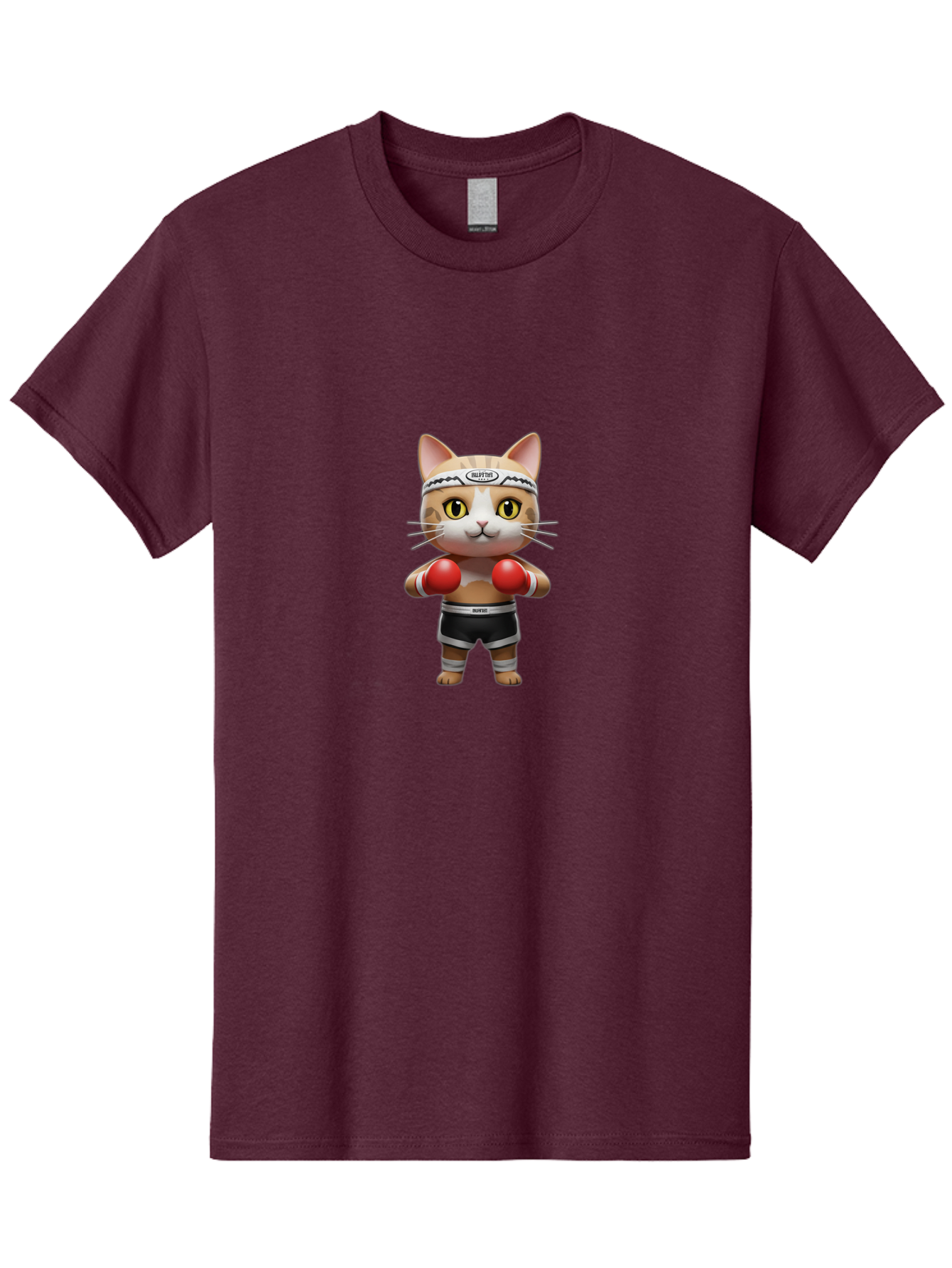 Kitten-Muay-Thai Men'S Graphic Tee, 100% Cotton, Comfortable Casual Summer Wear, Machine Washable, Cartoon Cat, Boxing Gloves, Muay Thai, Kitten Muay, Martial Arts, Fighting Cat, Animal Athlete, Cute Fighter Bae479