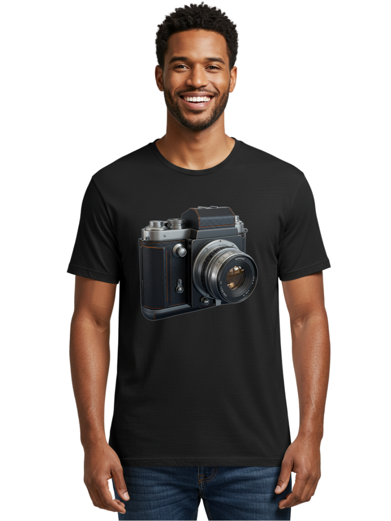 Leica-M6 Men'S Graphic Tee, 100% Cotton, Comfortable Casual Summer Wear, Machine Washable, Vintage Camera, Black Leather, Silver Accents, High-End Photography Equipment, Classic Design, Film Camera, Leica M6, Photography Gear, Retro Style Bae485