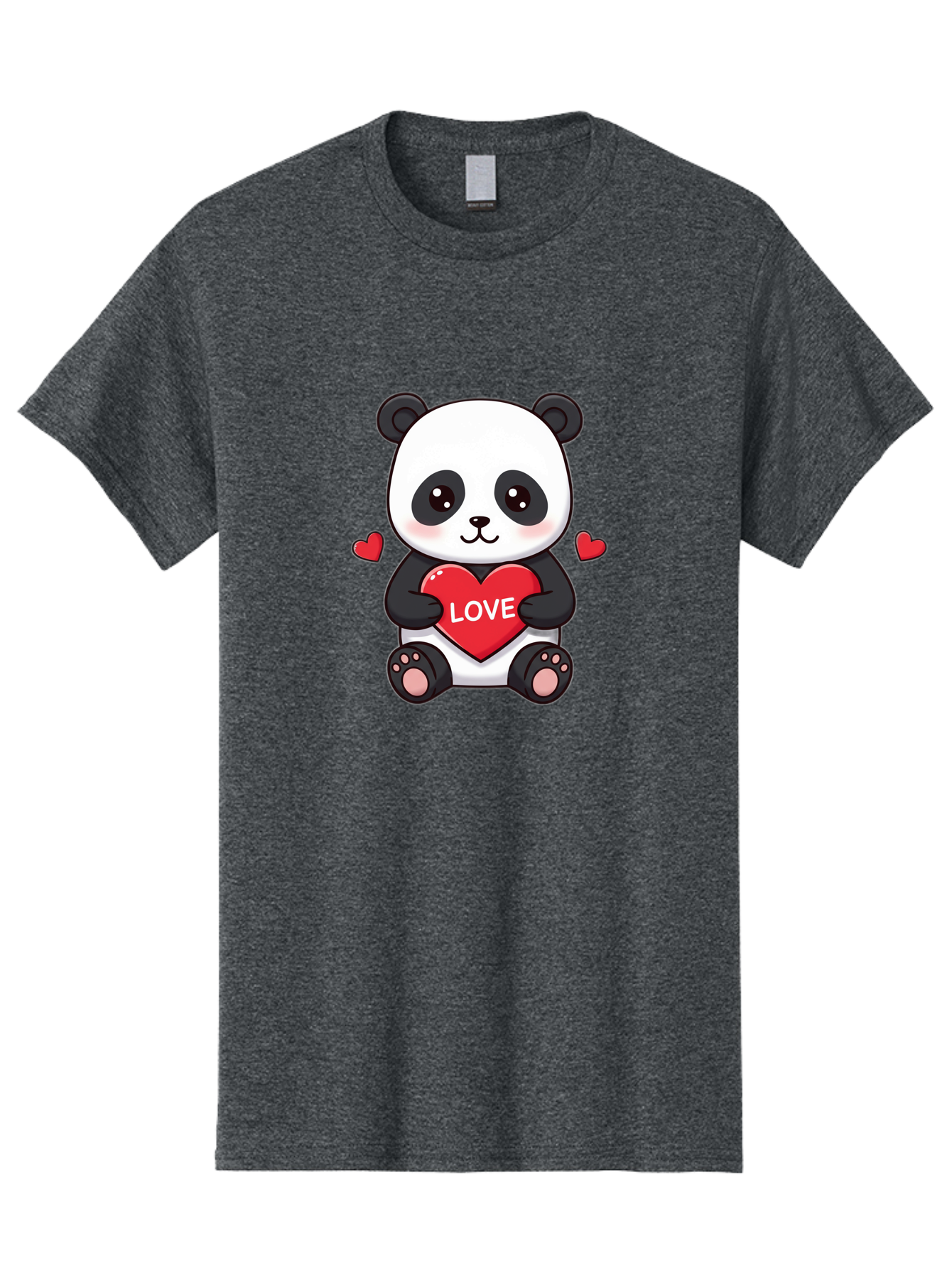 Love-Panda Men'S Graphic Tee, 100% Cotton, Comfortable Casual Summer Wear, Machine Washable, Cute Panda Bear, Love Heart, Red Heart With Love, Adorable Cartoon Character, Kawaii Illustration, Heartwarming Scene, Panda Love Bae486
