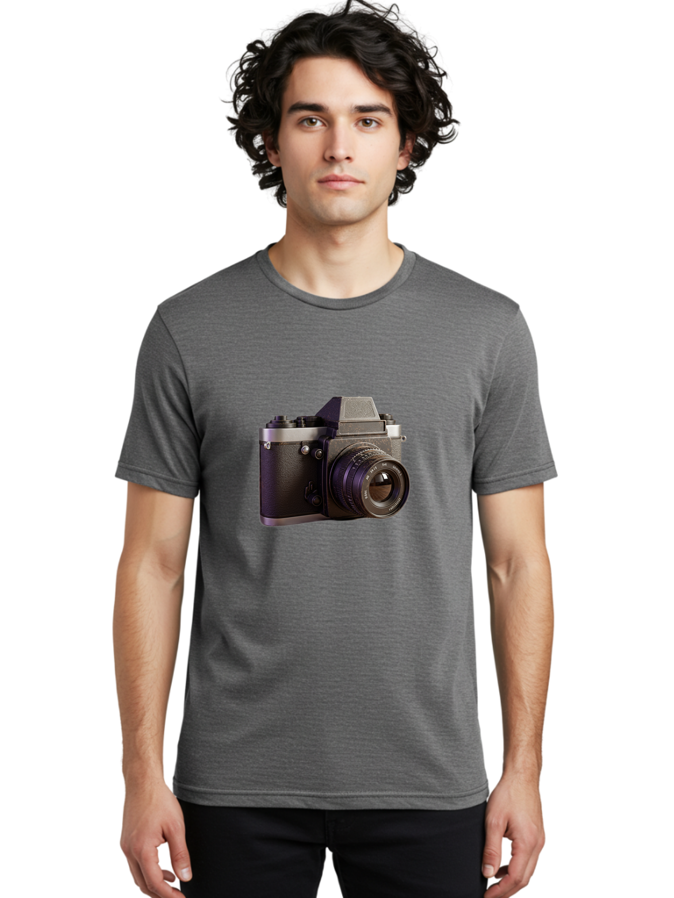 Mamiya-Camera Men'S Graphic Tee, 100% Cotton, Comfortable Casual Summer Wear, Machine Washable, Classic Camera, Vintage Photography, Retro Style, Film Camera, Mc Jupiter 37A, Manual Lens, 135Mm F3.5, Photography Equipment, Camera Lens Bae488