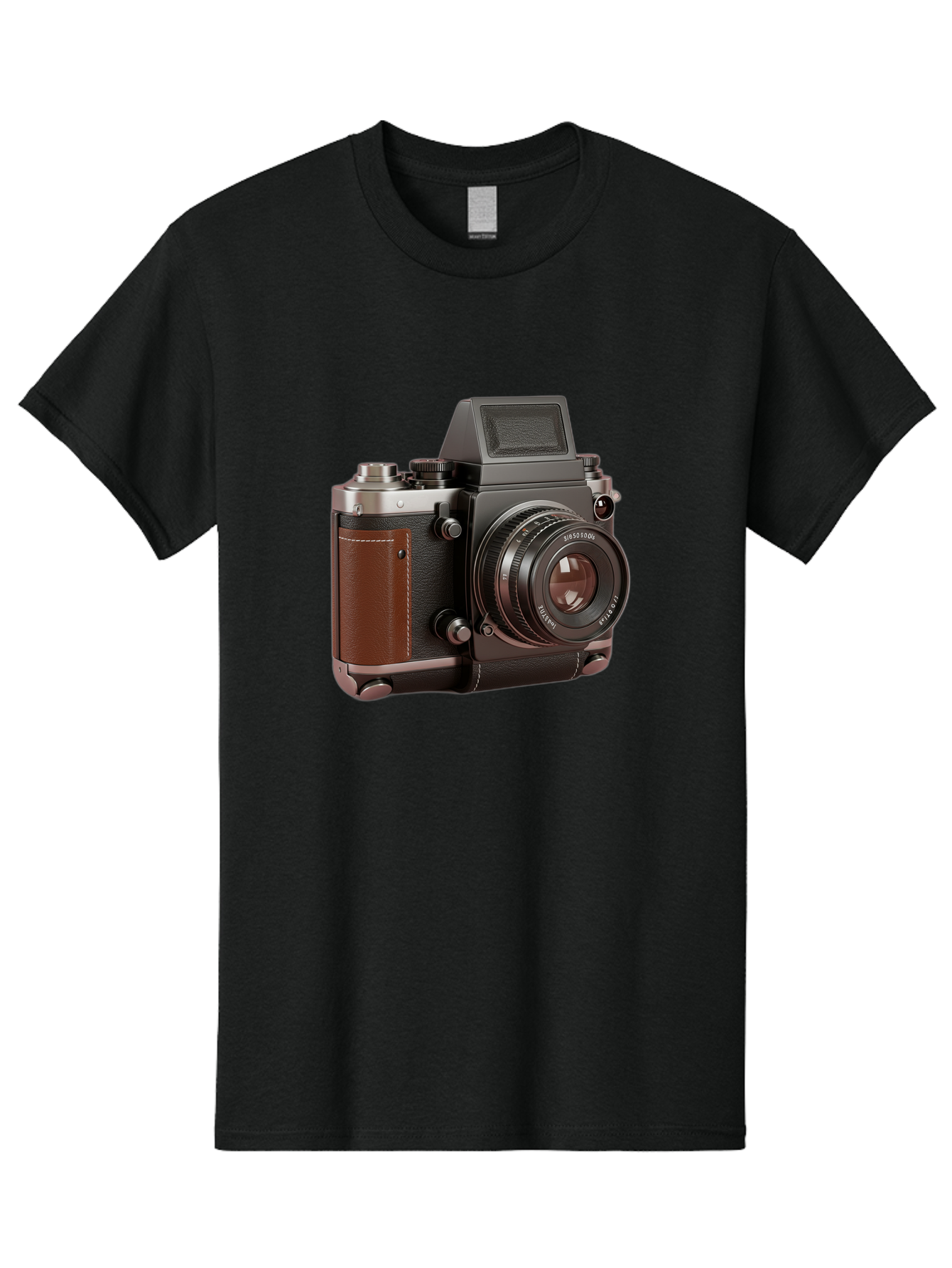 Mamiya-Sekor-50Mm-F-1-7-Lens-On-Camera-Body Men'S Graphic Tee, 100% Cotton, Comfortable Casual Summer Wear, Machine Washable, Hasselblad 500C Camera, Medium Format Camera, Hasselblad Lens, Photography Equipment, Vintage Camera, Classic Design, Bae489