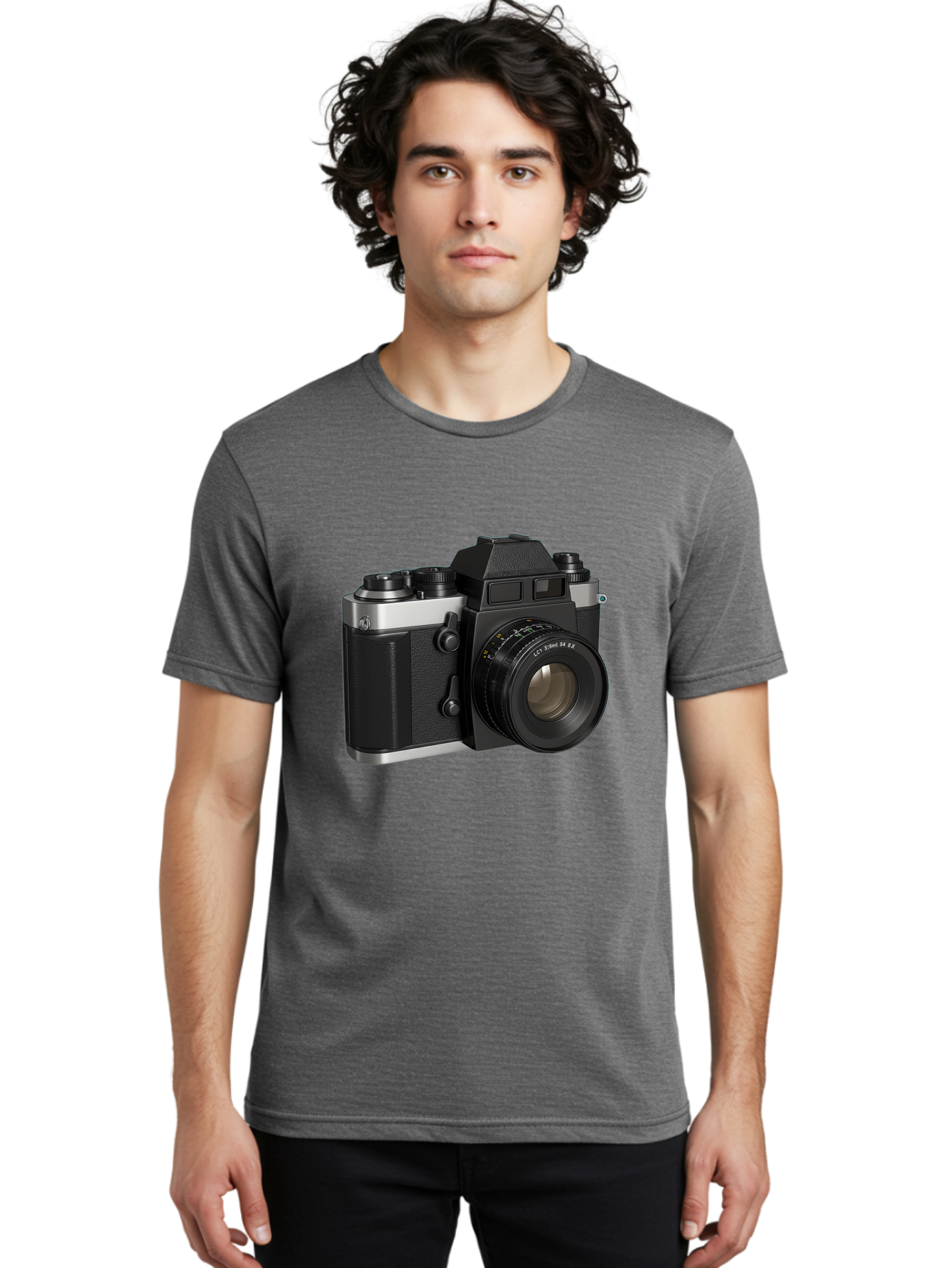 Mc-Lens-50Mm-F2 Men'S Graphic Tee, 100% Cotton, Comfortable Casual Summer Wear, Machine Washable, Vintage Camera, Photography Equipment, Film Camera, Classic Design, Black And Silver, Camera Lens, Photography Gear, Lc Ersin 28 Fx Lens Bae491