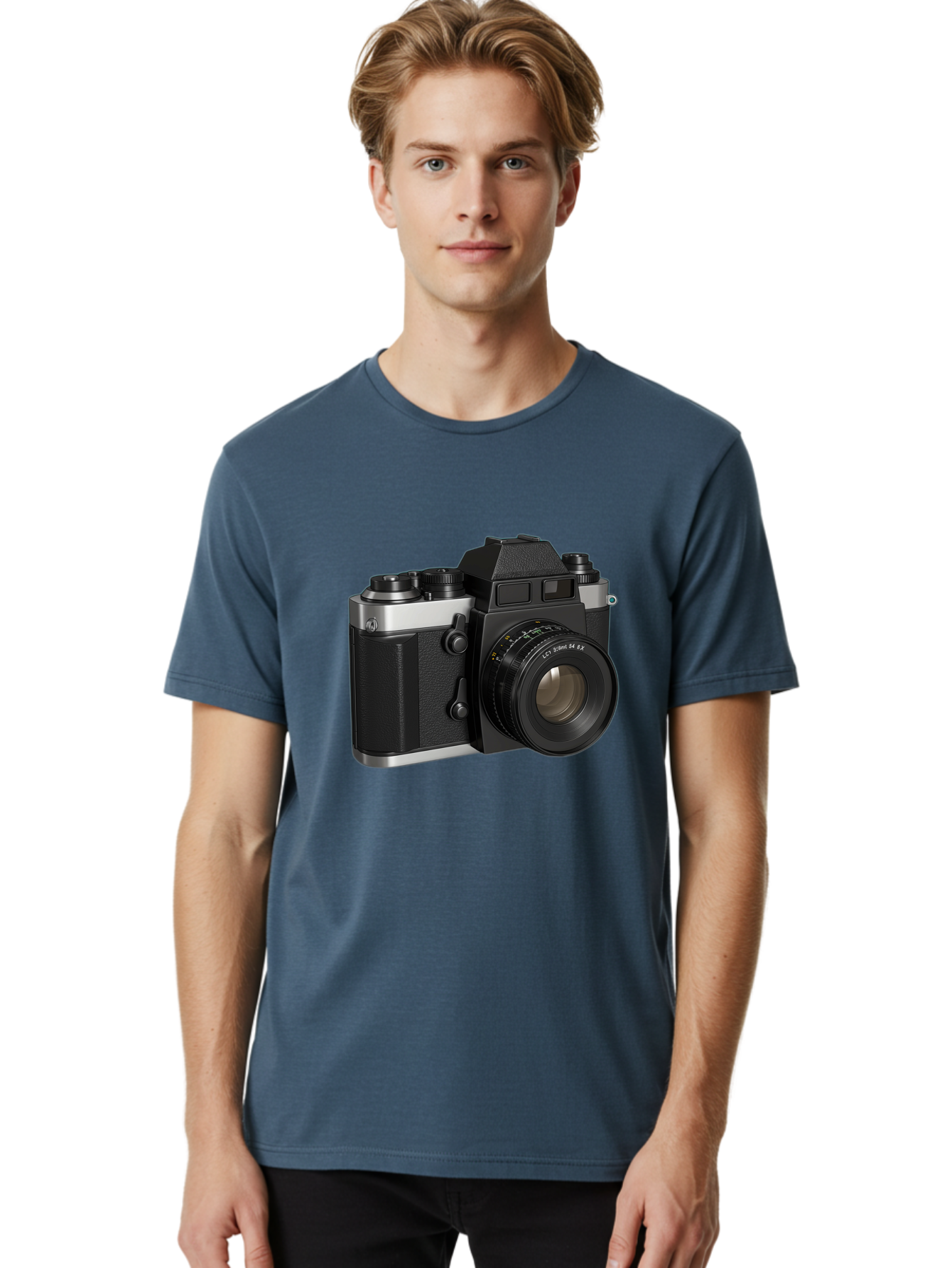 Mc-Lens-50Mm-F2 Men'S Graphic Tee, 100% Cotton, Comfortable Casual Summer Wear, Machine Washable, Vintage Camera, Photography Equipment, Film Camera, Classic Design, Black And Silver, Camera Lens, Photography Gear, Lc Ersin 28 Fx Lens Bae491