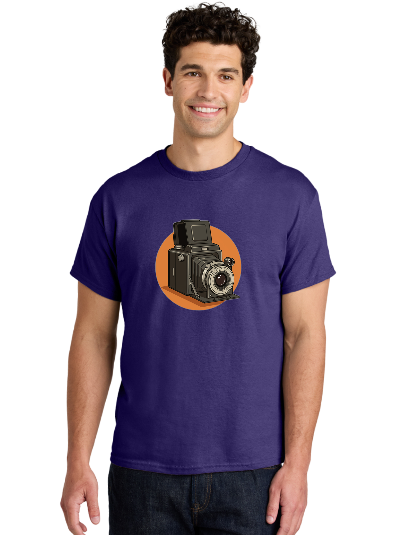 Medium-Format-Camera Men'S Graphic Tee, 100% Cotton, Comfortable Casual Summer Wear, Machine Washable, Vintage Camera, Old Camera, Photography Equipment, Classic Design, Retro Style, Camera Lens, Photography Gear, Nostalgic Feel Bae492