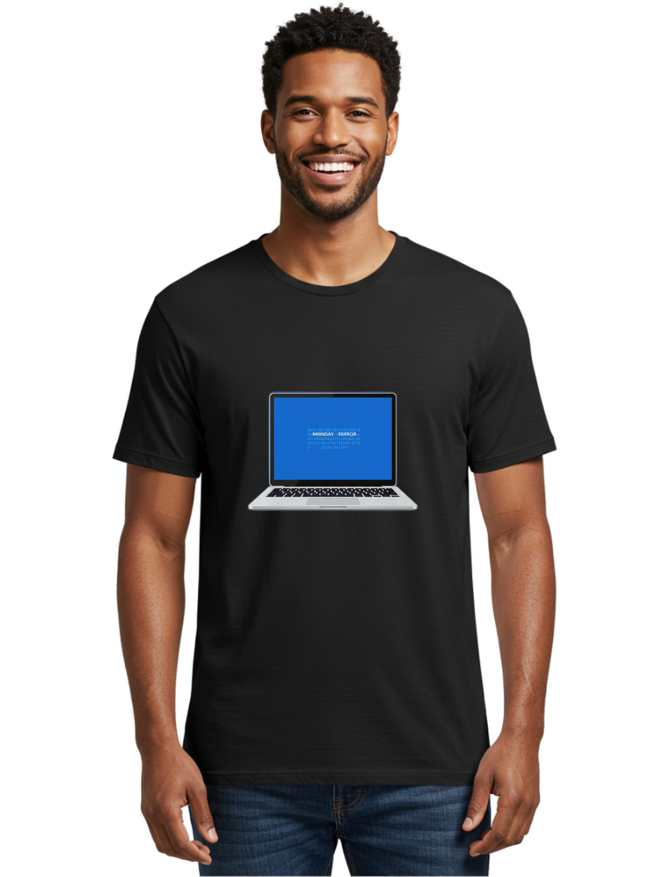Midnday-Error Men'S Graphic Tee, 100% Cotton, Comfortable Casual Summer Wear, Machine Washable, Laptop Screen Displaying Error Message, Blue Screen Of Death, System Failure, Technical Issue, Error Code, Debugging, Technology Problem, Bae494