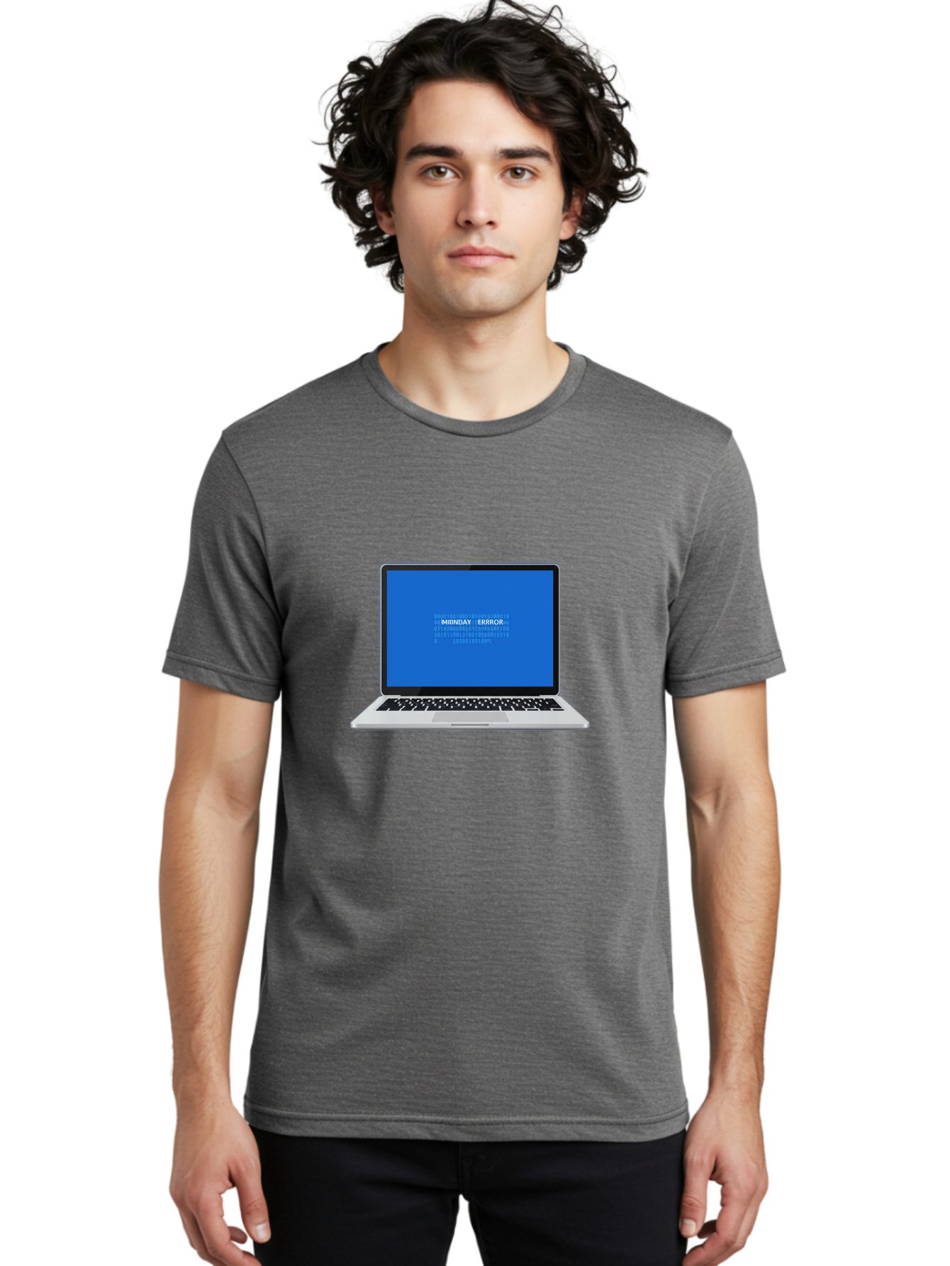Midnday-Error Men'S Graphic Tee, 100% Cotton, Comfortable Casual Summer Wear, Machine Washable, Laptop Screen Displaying Error Message, Blue Screen Of Death, System Failure, Technical Issue, Error Code, Debugging, Technology Problem, Bae494