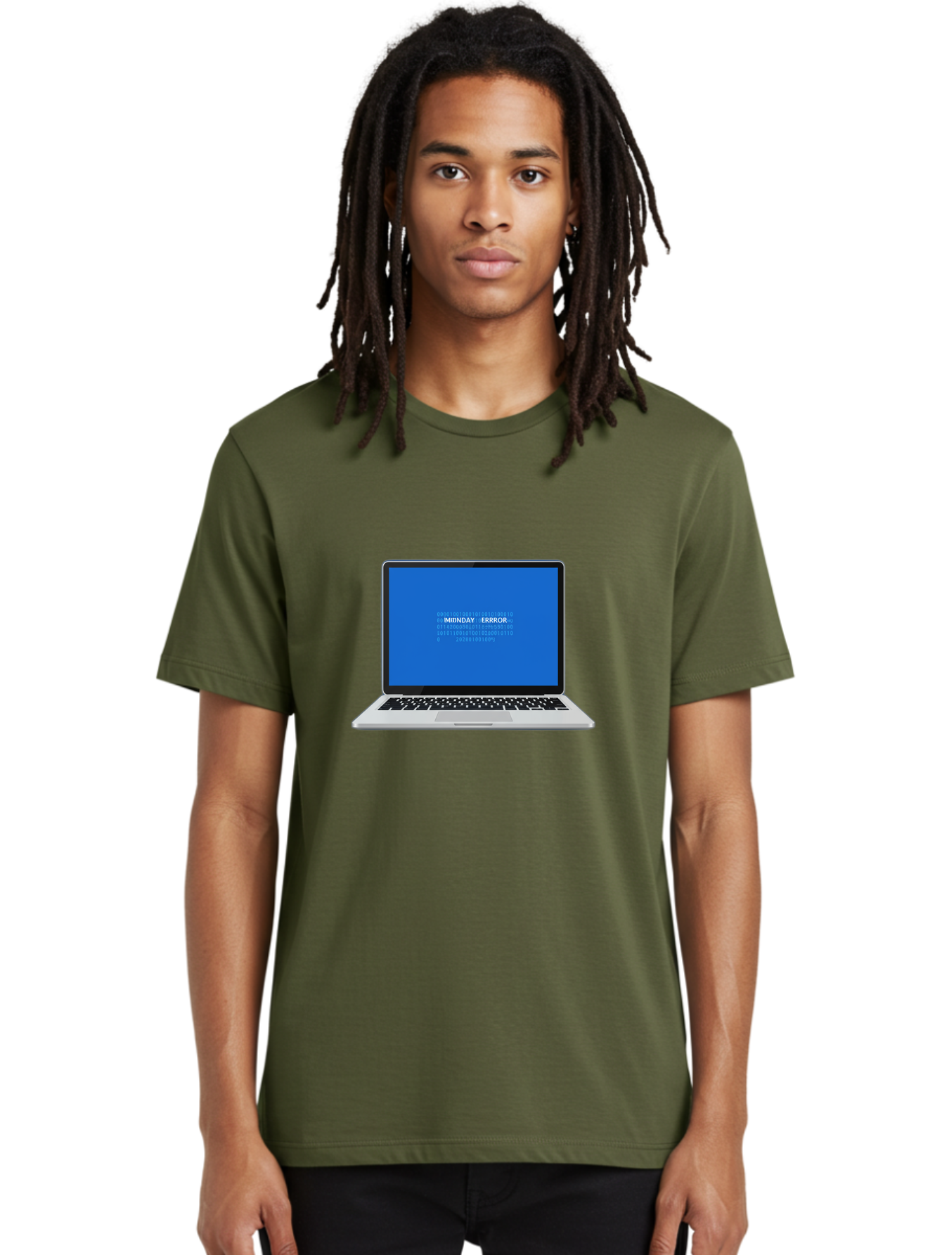 Midnday-Error Men'S Graphic Tee, 100% Cotton, Comfortable Casual Summer Wear, Machine Washable, Laptop Screen Displaying Error Message, Blue Screen Of Death, System Failure, Technical Issue, Error Code, Debugging, Technology Problem, Bae494