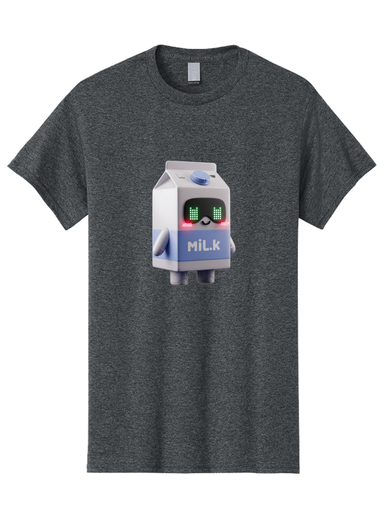 Mil-K-Milk-Carton-Robot Men'S Graphic Tee, 100% Cotton, Comfortable Casual Summer Wear, Machine Washable, Cartoon Milk Carton, Robotic Character, Digital Illustration, Futuristic Design, Glowing Eyes, Led Lights, Cute Mascot, Dairy Product, Bae495