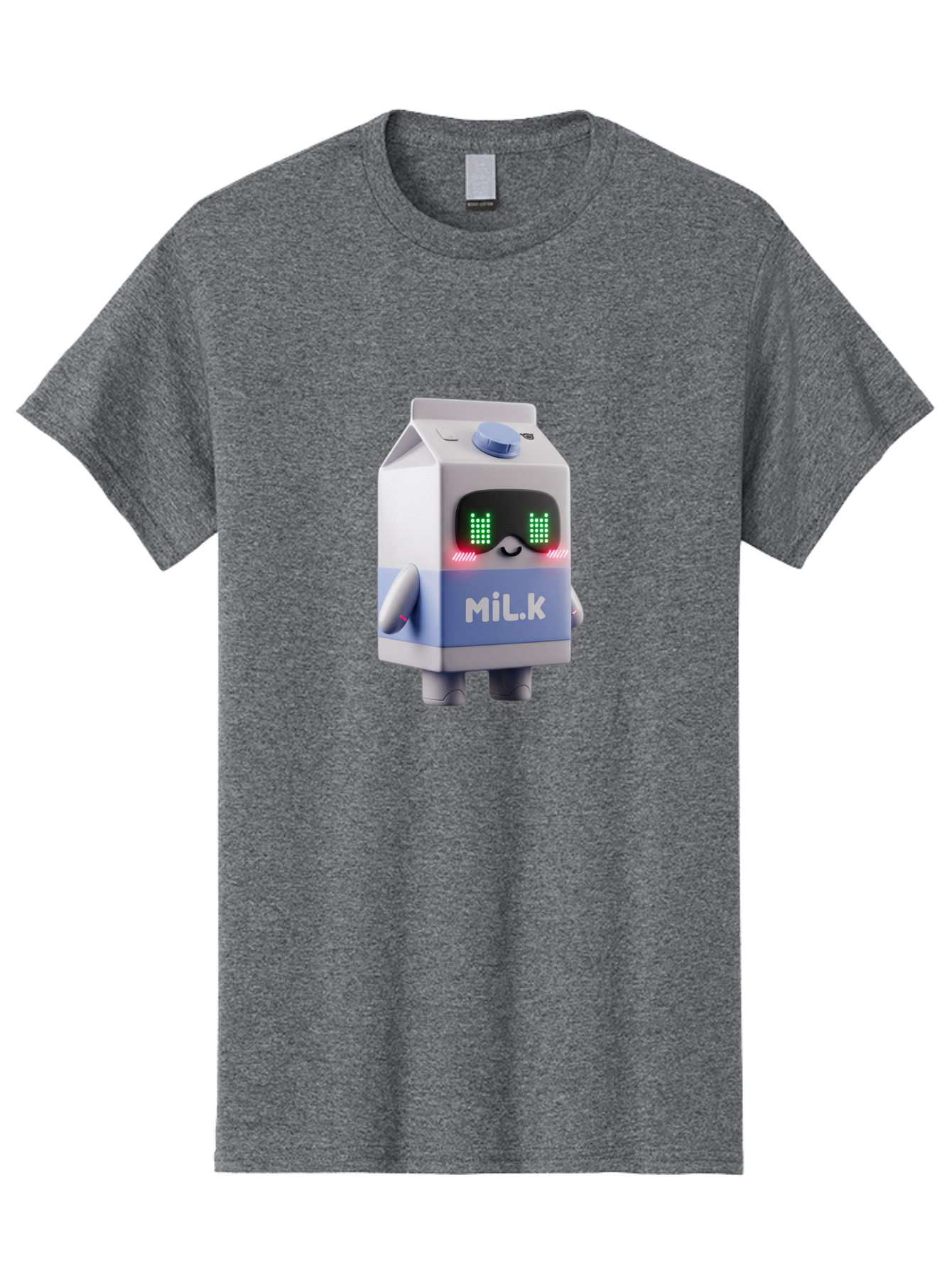 Mil-K-Milk-Carton-Robot Men'S Graphic Tee, 100% Cotton, Comfortable Casual Summer Wear, Machine Washable, Cartoon Milk Carton, Robotic Character, Digital Illustration, Futuristic Design, Glowing Eyes, Led Lights, Cute Mascot, Dairy Product, Bae495