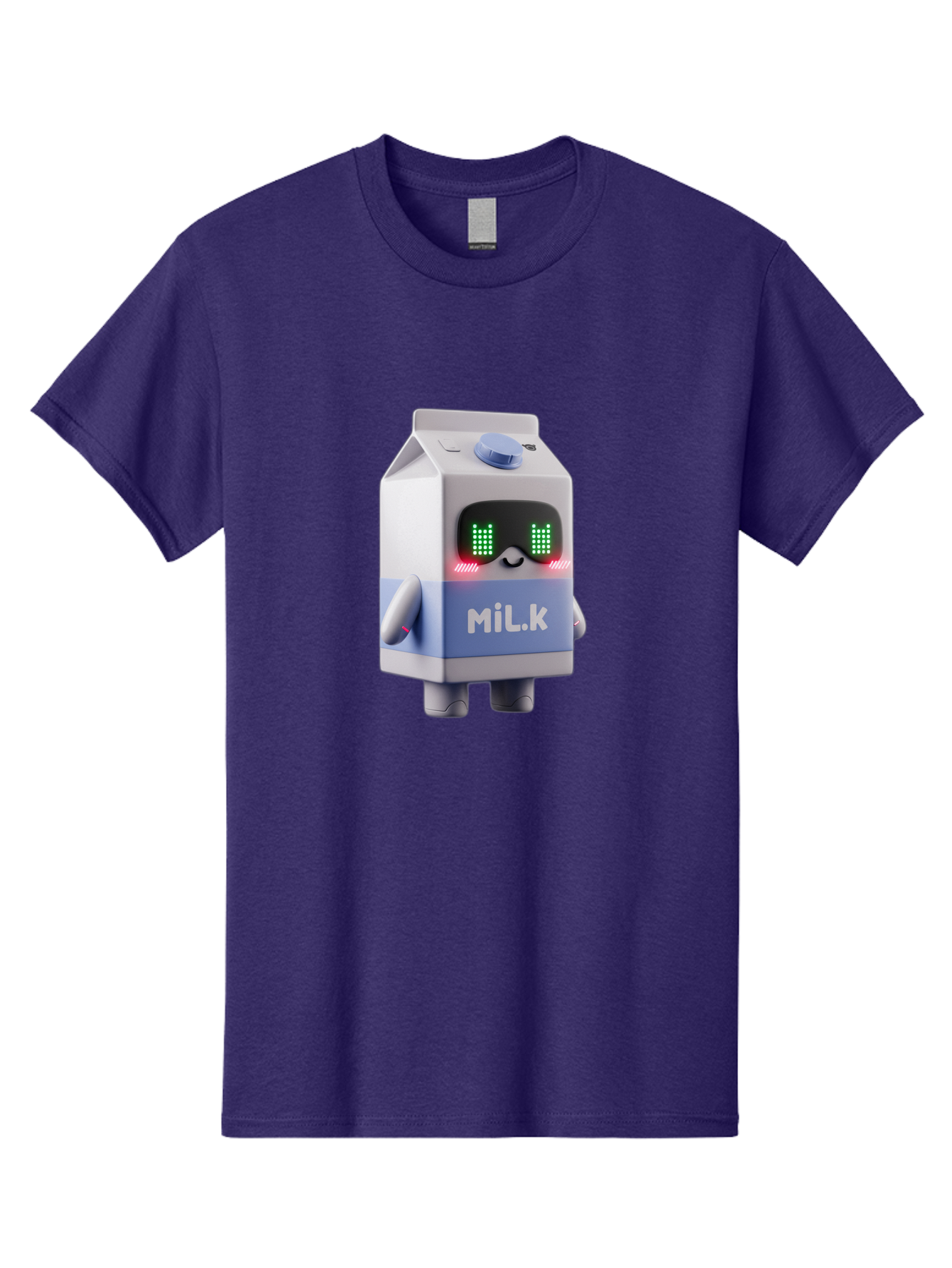 Mil-K-Milk-Carton-Robot Men'S Graphic Tee, 100% Cotton, Comfortable Casual Summer Wear, Machine Washable, Cartoon Milk Carton, Robotic Character, Digital Illustration, Futuristic Design, Glowing Eyes, Led Lights, Cute Mascot, Dairy Product, Bae495