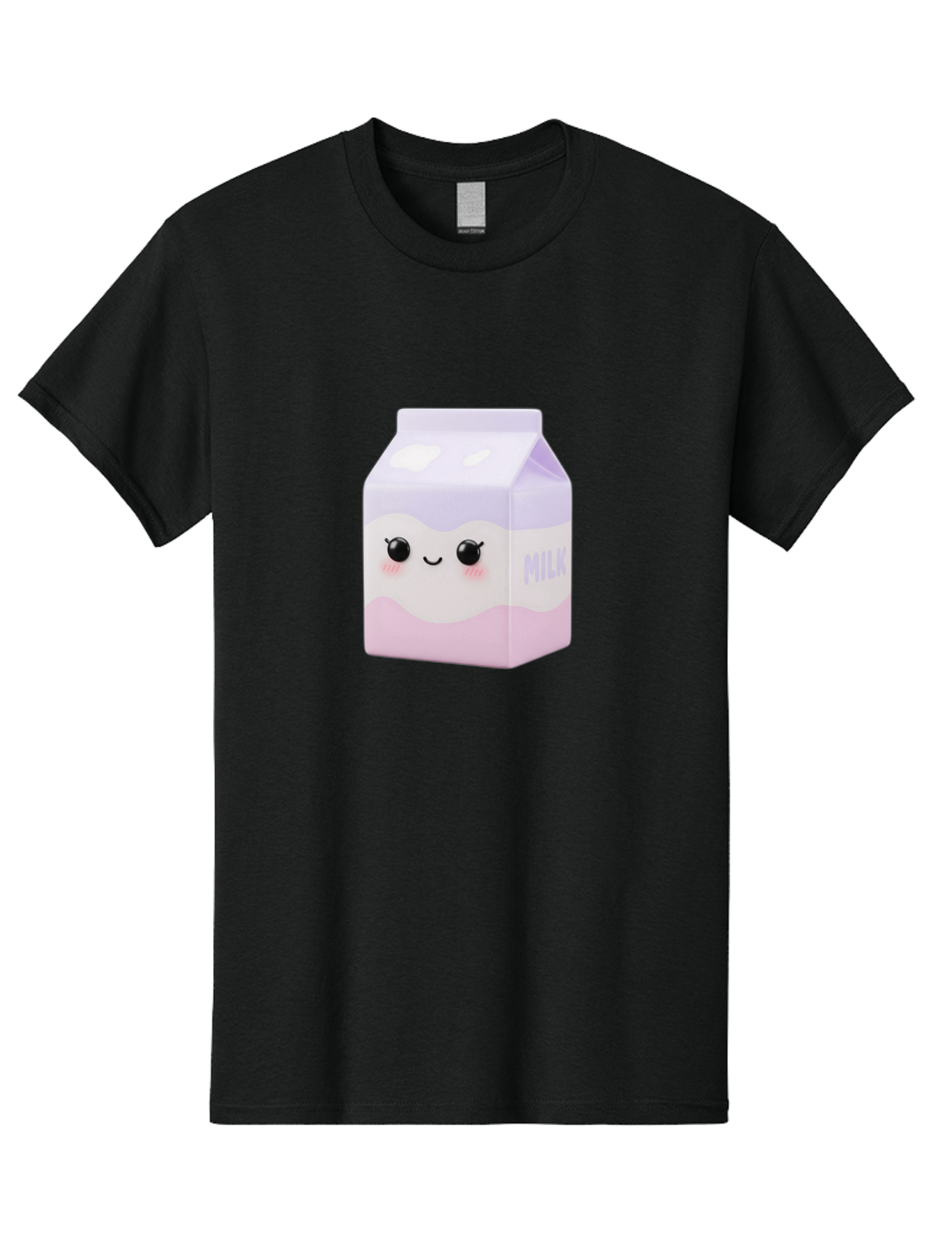 Milk-1 Men'S Graphic Tee, 100% Cotton, Comfortable Casual Summer Wear, Machine Washable, Carton Of Milk, Cute Face, Smiling Eyes, Pink Blush, Kawaii Character, Dairy Product, Funny Illustration, Purple And Pink Colors, Whimsical Design Bae496