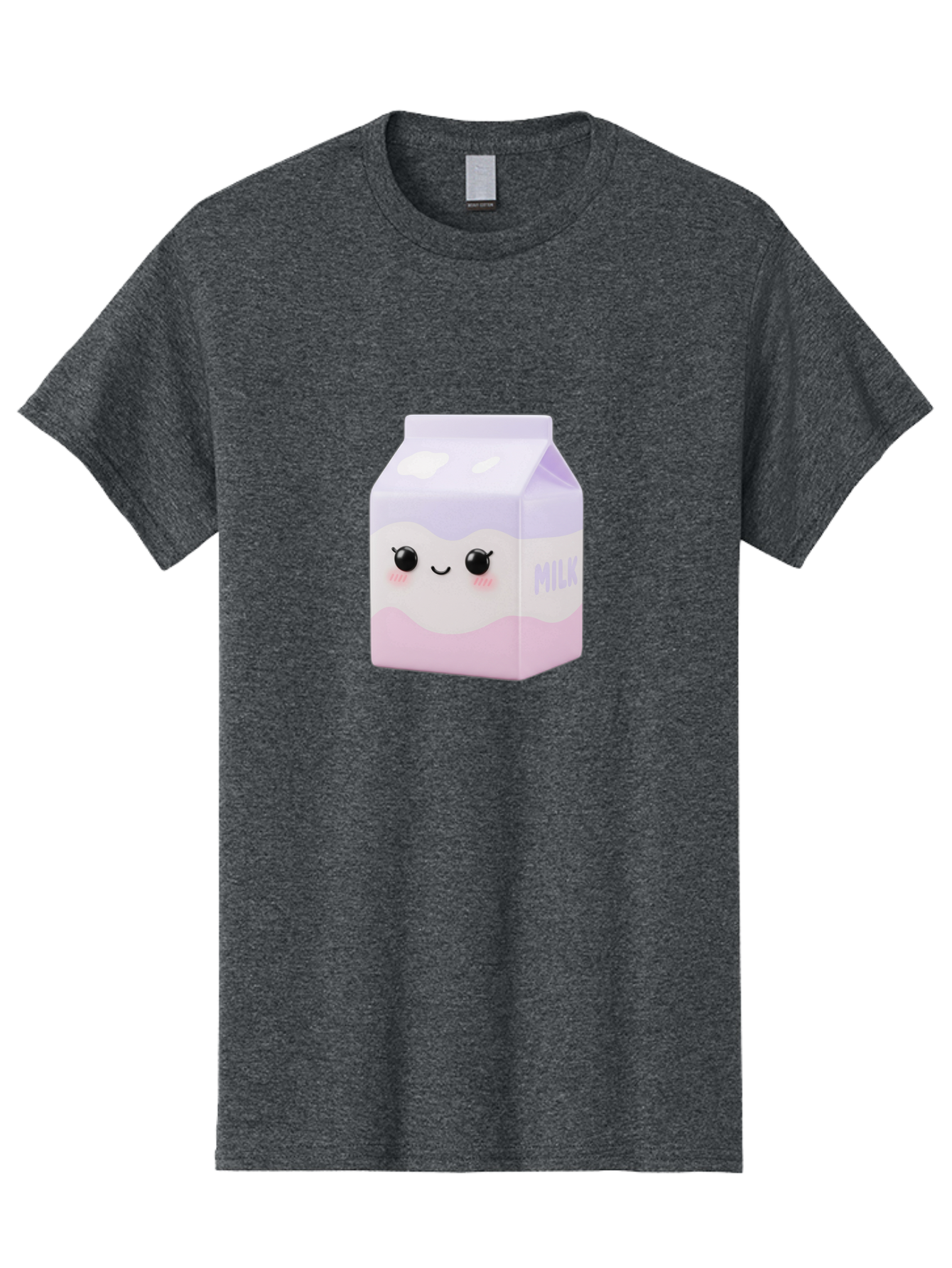 Milk-1 Men'S Graphic Tee, 100% Cotton, Comfortable Casual Summer Wear, Machine Washable, Carton Of Milk, Cute Face, Smiling Eyes, Pink Blush, Kawaii Character, Dairy Product, Funny Illustration, Purple And Pink Colors, Whimsical Design Bae496