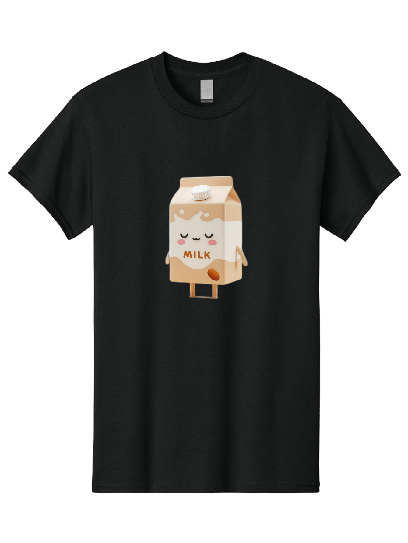 Milk-2 Men'S Graphic Tee, 100% Cotton, Comfortable Casual Summer Wear, Machine Washable, Cartoon Milk Carton, Kawaii Character, Cute Face, Almond Illustration, Dairy Product, Cute Design, Beverage Packaging, Adorable Mascot, Smiling Milk Bae497