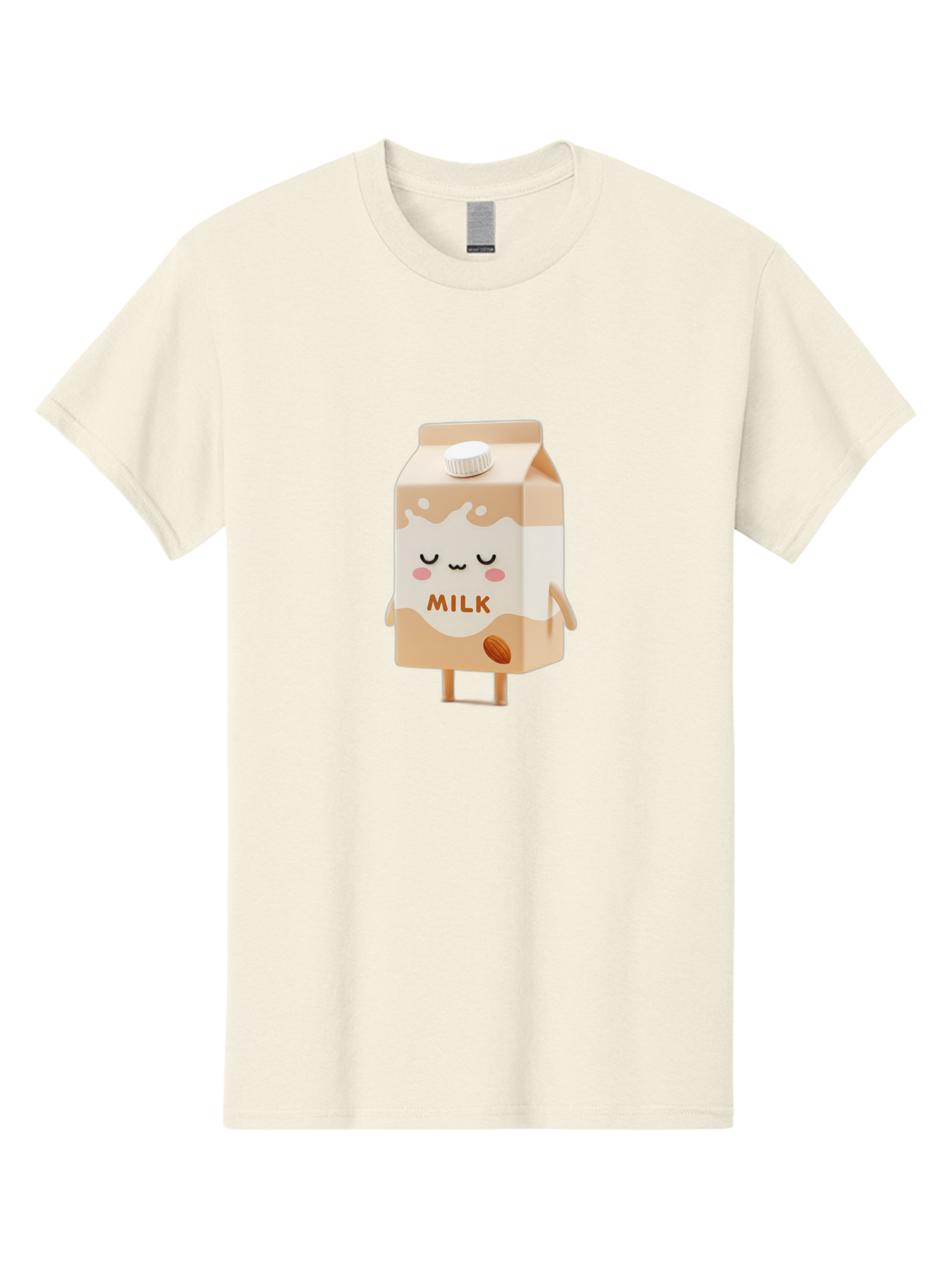 Milk-2 Men'S Graphic Tee, 100% Cotton, Comfortable Casual Summer Wear, Machine Washable, Cartoon Milk Carton, Kawaii Character, Cute Face, Almond Illustration, Dairy Product, Cute Design, Beverage Packaging, Adorable Mascot, Smiling Milk Bae497