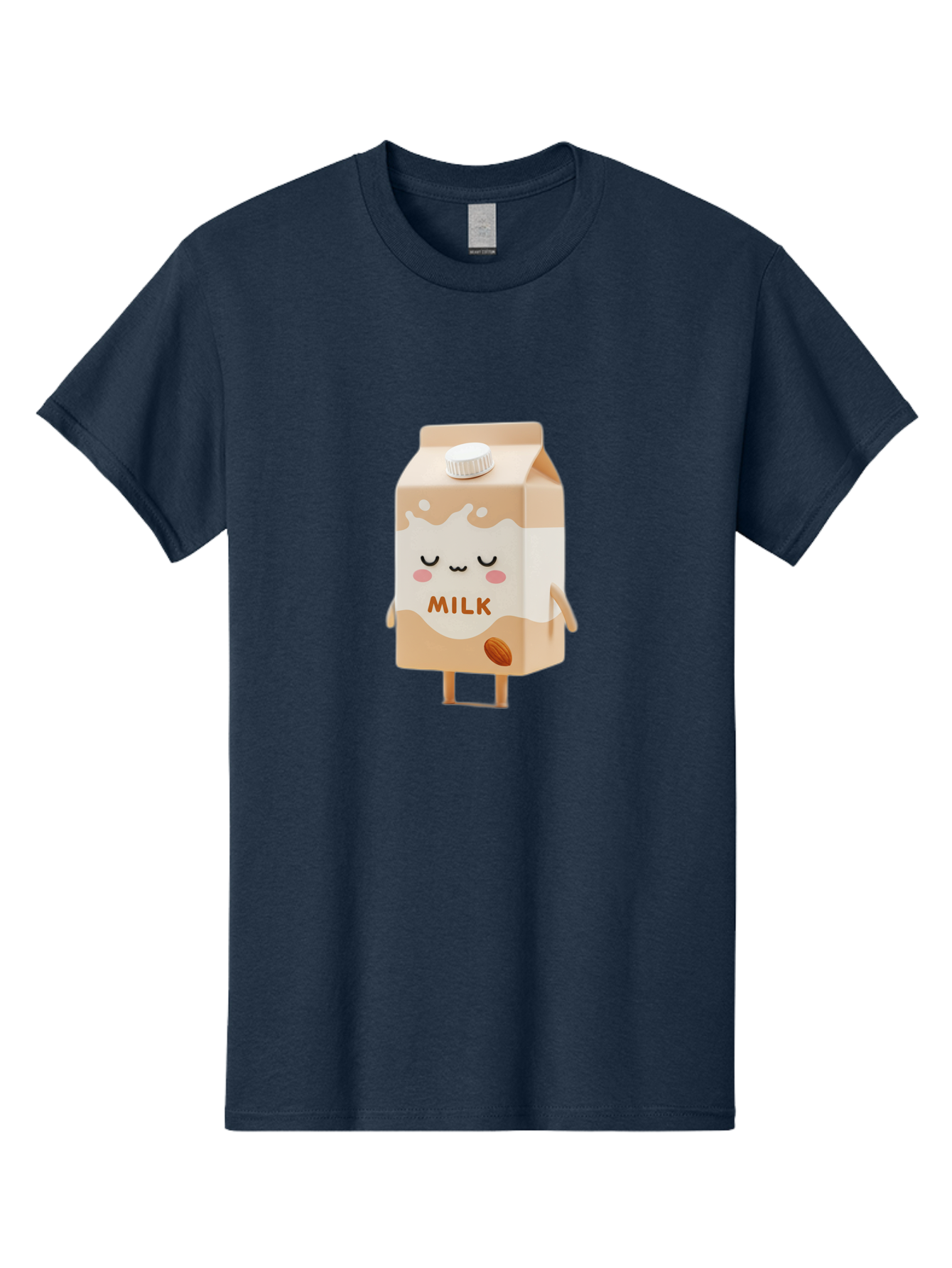 Milk-2 Men'S Graphic Tee, 100% Cotton, Comfortable Casual Summer Wear, Machine Washable, Cartoon Milk Carton, Kawaii Character, Cute Face, Almond Illustration, Dairy Product, Cute Design, Beverage Packaging, Adorable Mascot, Smiling Milk Bae497