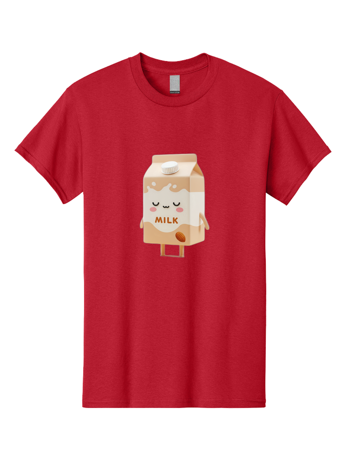 Milk-2 Men'S Graphic Tee, 100% Cotton, Comfortable Casual Summer Wear, Machine Washable, Cartoon Milk Carton, Kawaii Character, Cute Face, Almond Illustration, Dairy Product, Cute Design, Beverage Packaging, Adorable Mascot, Smiling Milk Bae497