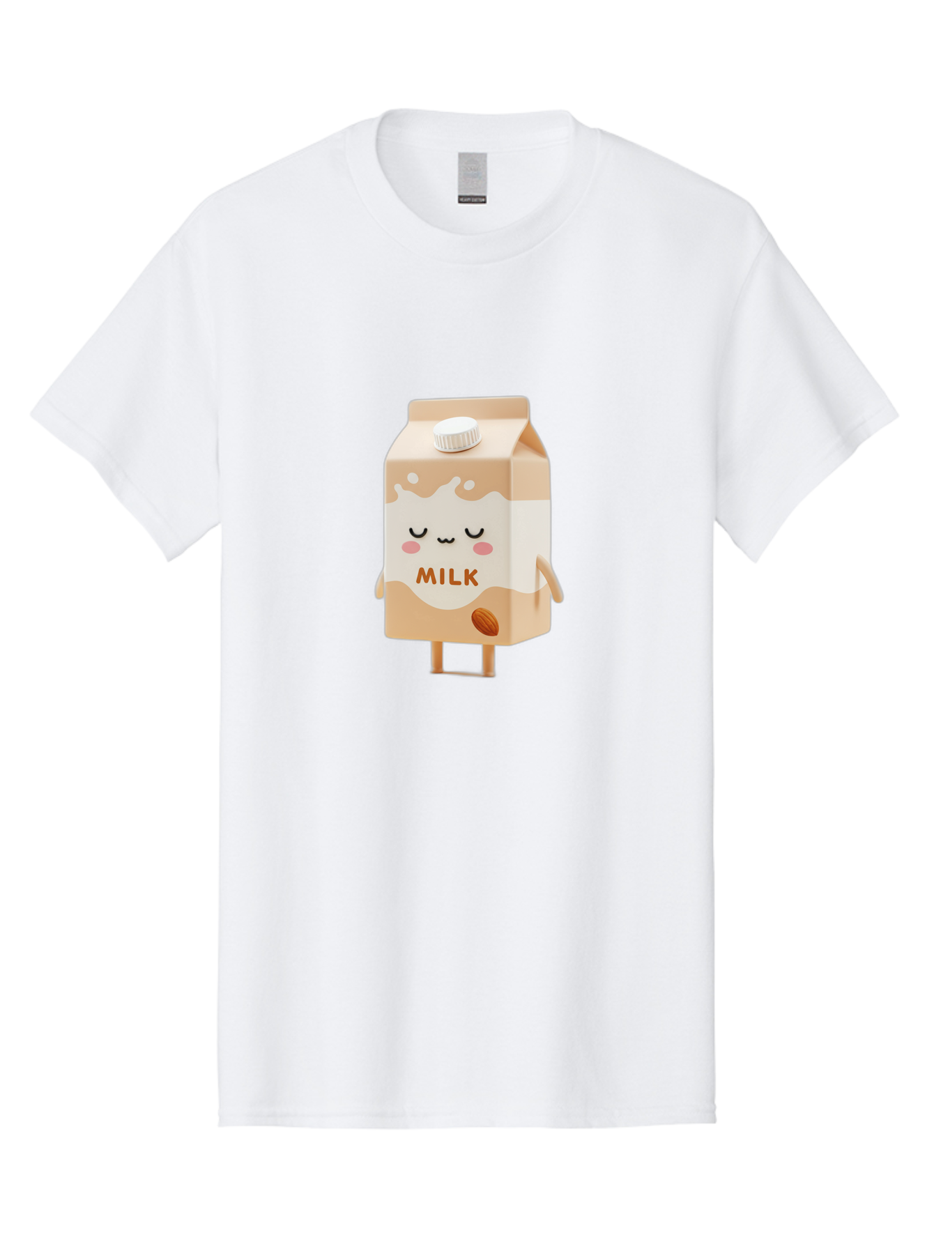 Milk-2 Men'S Graphic Tee, 100% Cotton, Comfortable Casual Summer Wear, Machine Washable, Cartoon Milk Carton, Kawaii Character, Cute Face, Almond Illustration, Dairy Product, Cute Design, Beverage Packaging, Adorable Mascot, Smiling Milk Bae497