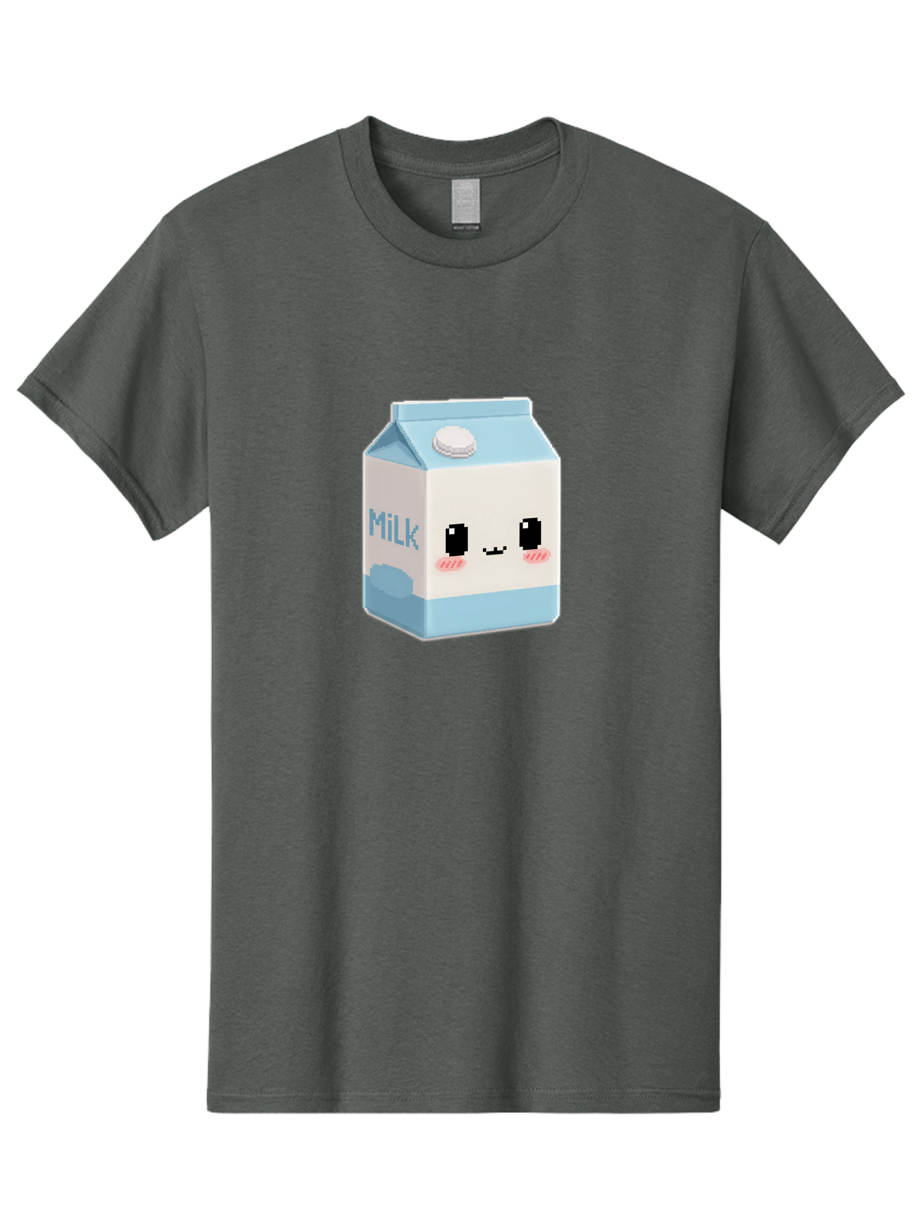 Milk-3 Men'S Graphic Tee, 100% Cotton, Comfortable Casual Summer Wear, Machine Washable, Cartoon Milk Carton, Cute Character Design, Pixel Art Style, Adorable Face, Kawaii Culture, Milk Beverage, Dairy Product, 8-Bit Aesthetic, Bae498