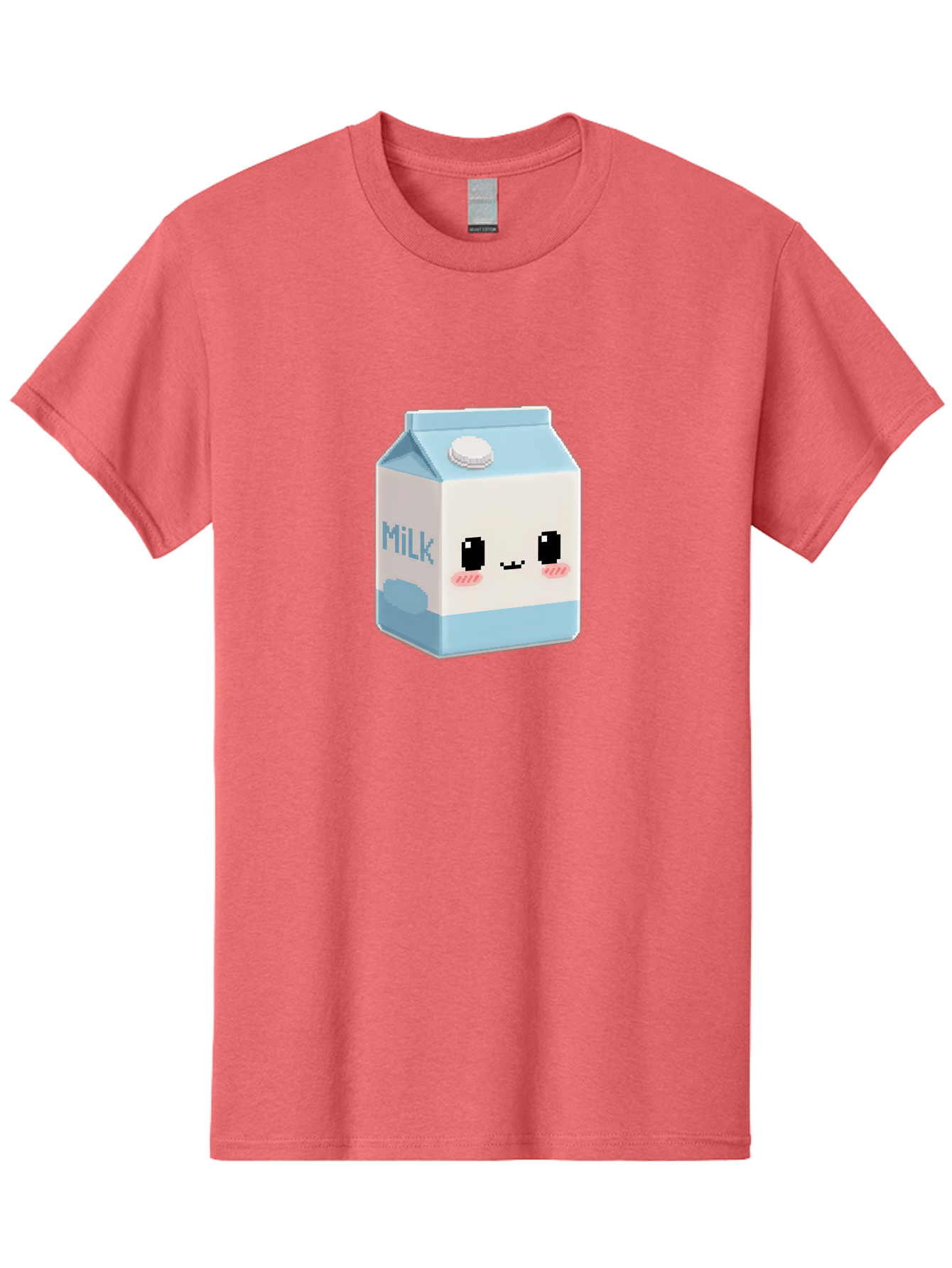 Milk-3 Men'S Graphic Tee, 100% Cotton, Comfortable Casual Summer Wear, Machine Washable, Cartoon Milk Carton, Cute Character Design, Pixel Art Style, Adorable Face, Kawaii Culture, Milk Beverage, Dairy Product, 8-Bit Aesthetic, Bae498