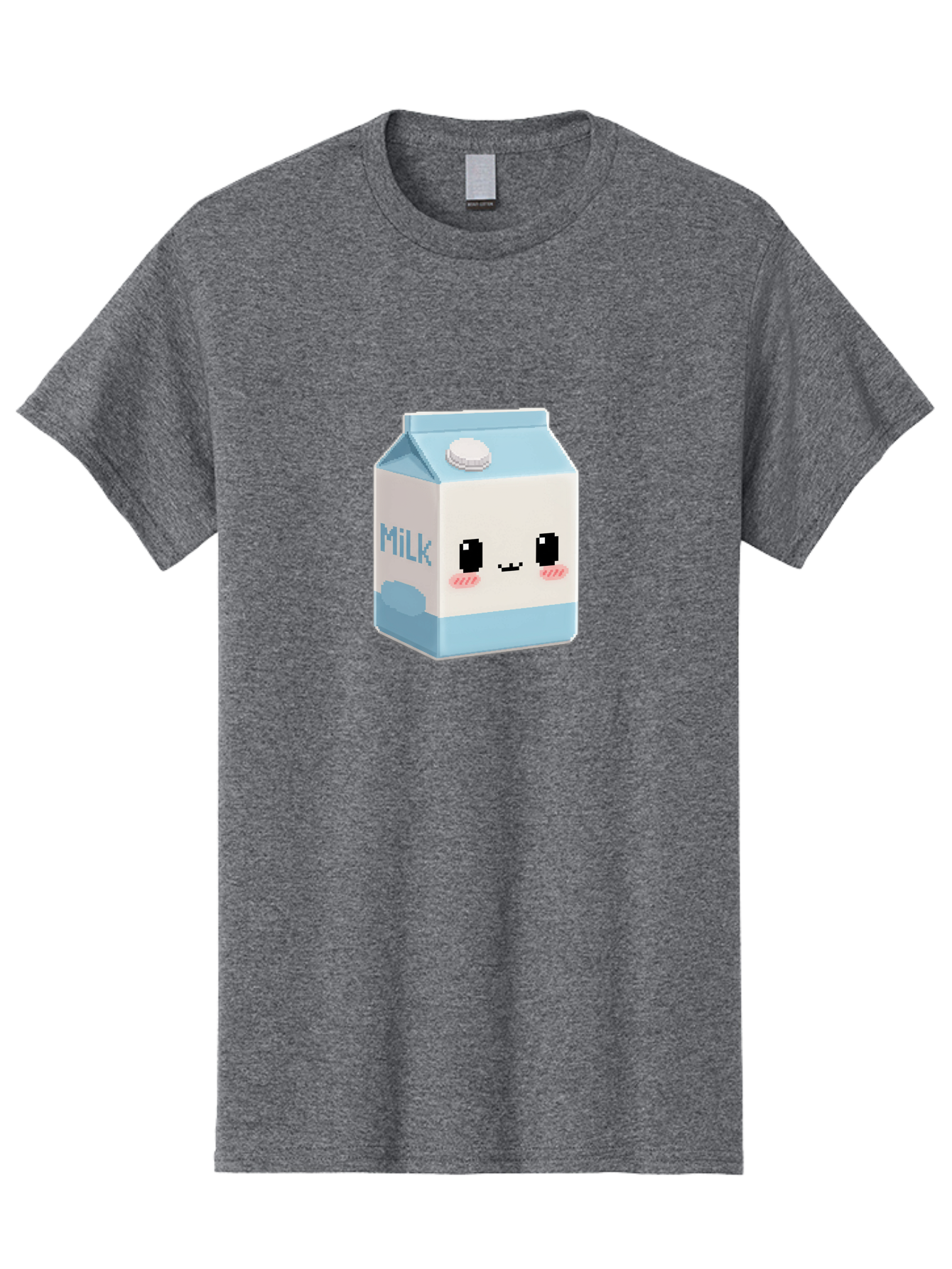 Milk-3 Men'S Graphic Tee, 100% Cotton, Comfortable Casual Summer Wear, Machine Washable, Cartoon Milk Carton, Cute Character Design, Pixel Art Style, Adorable Face, Kawaii Culture, Milk Beverage, Dairy Product, 8-Bit Aesthetic, Bae498
