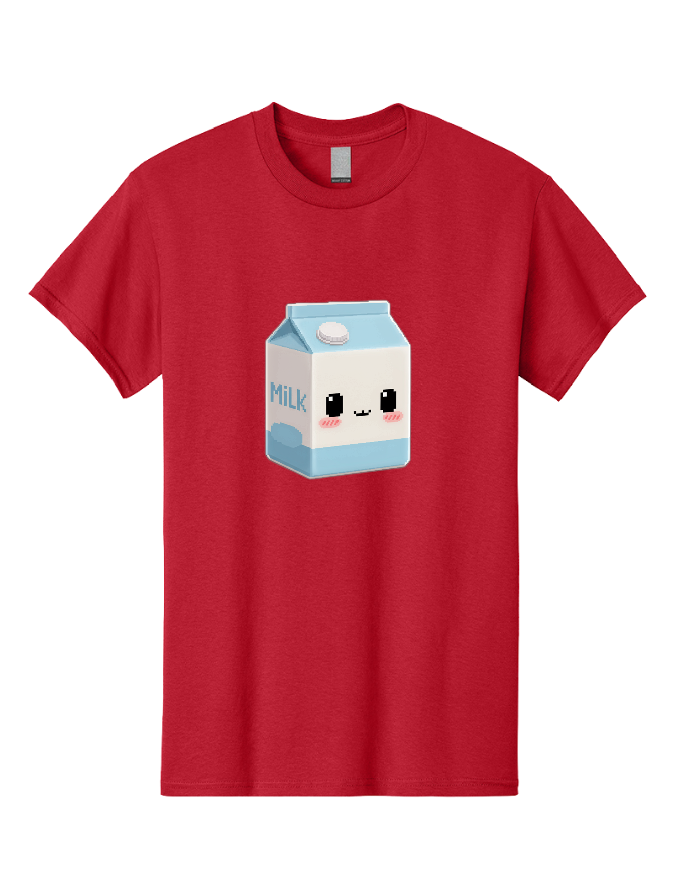 Milk-3 Men'S Graphic Tee, 100% Cotton, Comfortable Casual Summer Wear, Machine Washable, Cartoon Milk Carton, Cute Character Design, Pixel Art Style, Adorable Face, Kawaii Culture, Milk Beverage, Dairy Product, 8-Bit Aesthetic, Bae498