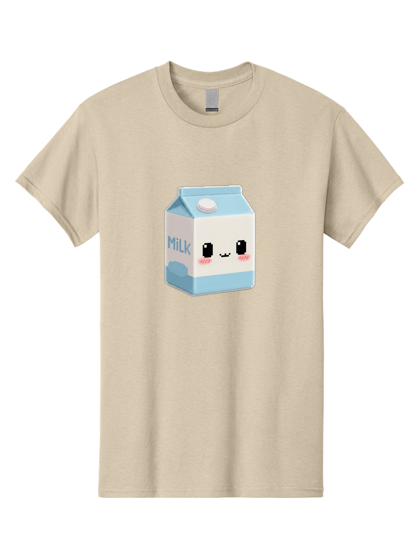 Milk-3 Men'S Graphic Tee, 100% Cotton, Comfortable Casual Summer Wear, Machine Washable, Cartoon Milk Carton, Cute Character Design, Pixel Art Style, Adorable Face, Kawaii Culture, Milk Beverage, Dairy Product, 8-Bit Aesthetic, Bae498