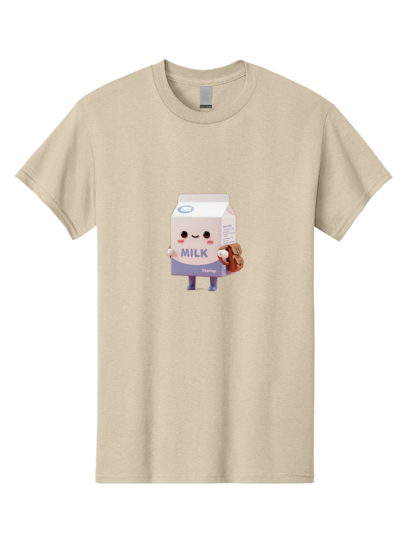 Milk-5 Men'S Graphic Tee, 100% Cotton, Comfortable Casual Summer Wear, Machine Washable, Cartoon Milk Carton, Cute Character Design, Anthropomorphic Packaging, Milk And Cookies, Kawaii Culture, Playful Illustration, Adorable Mascot, Bae500