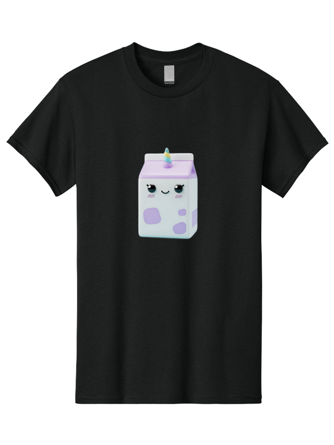 Milk-Carton-1 Men'S Graphic Tee, 100% Cotton, Comfortable Casual Summer Wear, Machine Washable, Milk Carton, Cartoon Character, Unicorn Horn, Purple And White, Cute Design, Funny Face, Kawaii, Playful, Whimsical, Charming, Bae501