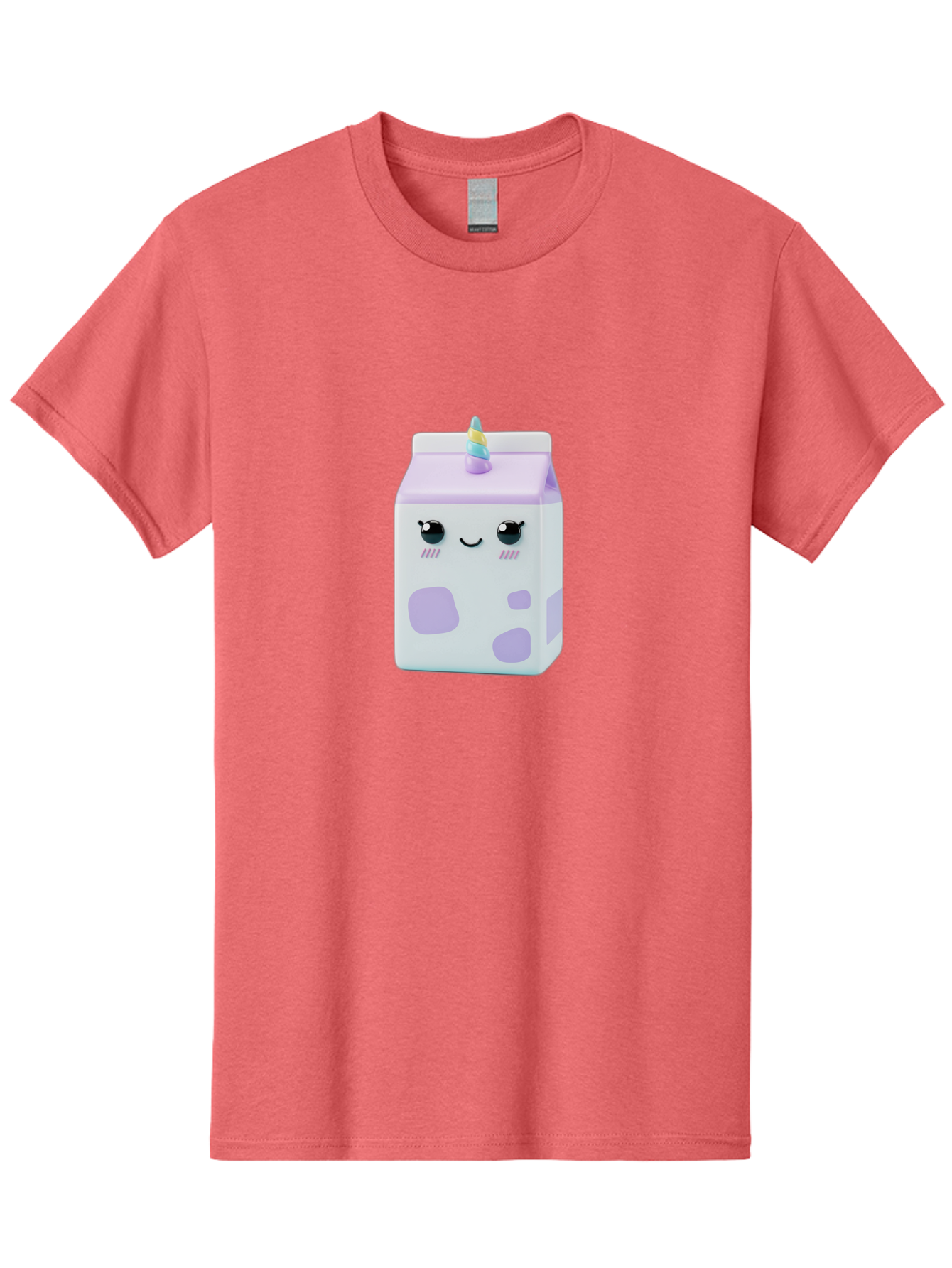 Milk-Carton-1 Men'S Graphic Tee, 100% Cotton, Comfortable Casual Summer Wear, Machine Washable, Milk Carton, Cartoon Character, Unicorn Horn, Purple And White, Cute Design, Funny Face, Kawaii, Playful, Whimsical, Charming, Bae501