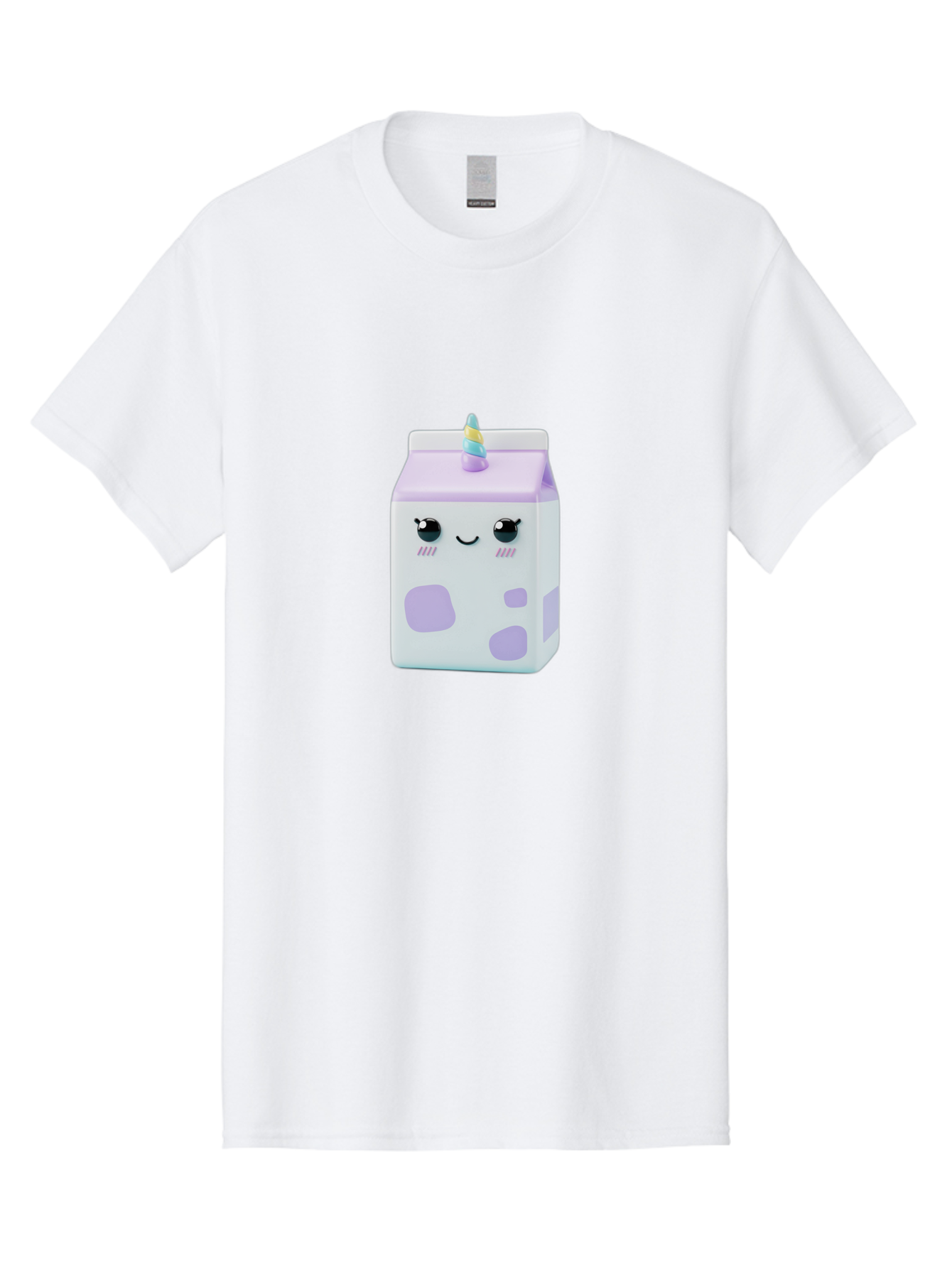 Milk-Carton-1 Men'S Graphic Tee, 100% Cotton, Comfortable Casual Summer Wear, Machine Washable, Milk Carton, Cartoon Character, Unicorn Horn, Purple And White, Cute Design, Funny Face, Kawaii, Playful, Whimsical, Charming, Bae501