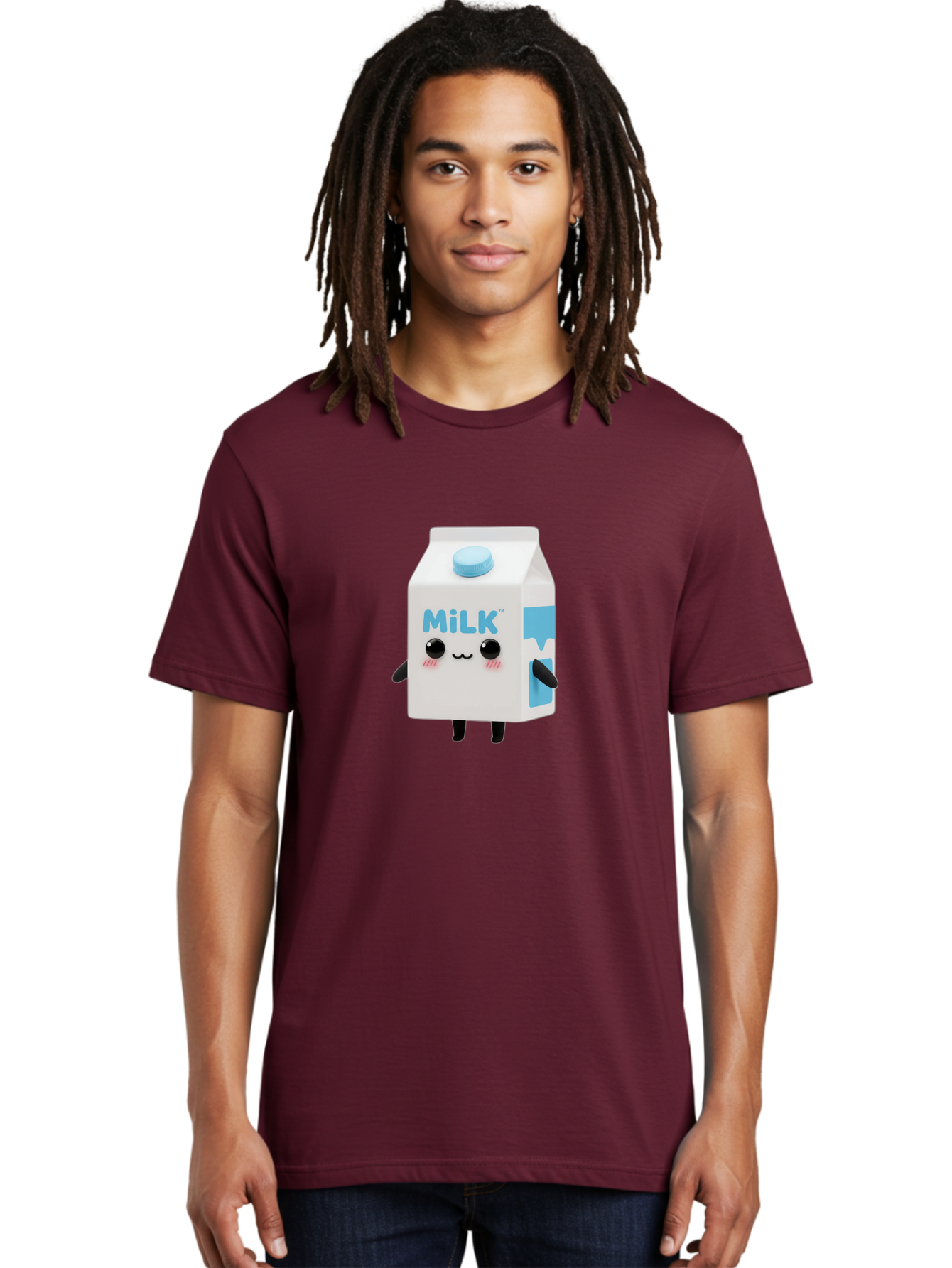 Milk Men'S Graphic Tee, 100% Cotton, Comfortable Casual Summer Wear, Machine Washable, Cartoon Milk Carton, Illustrated Beverage, Cute Character Design, Funny Packaging, Dairy Product, Kawaii Culture, Cartoon Character Bae504
