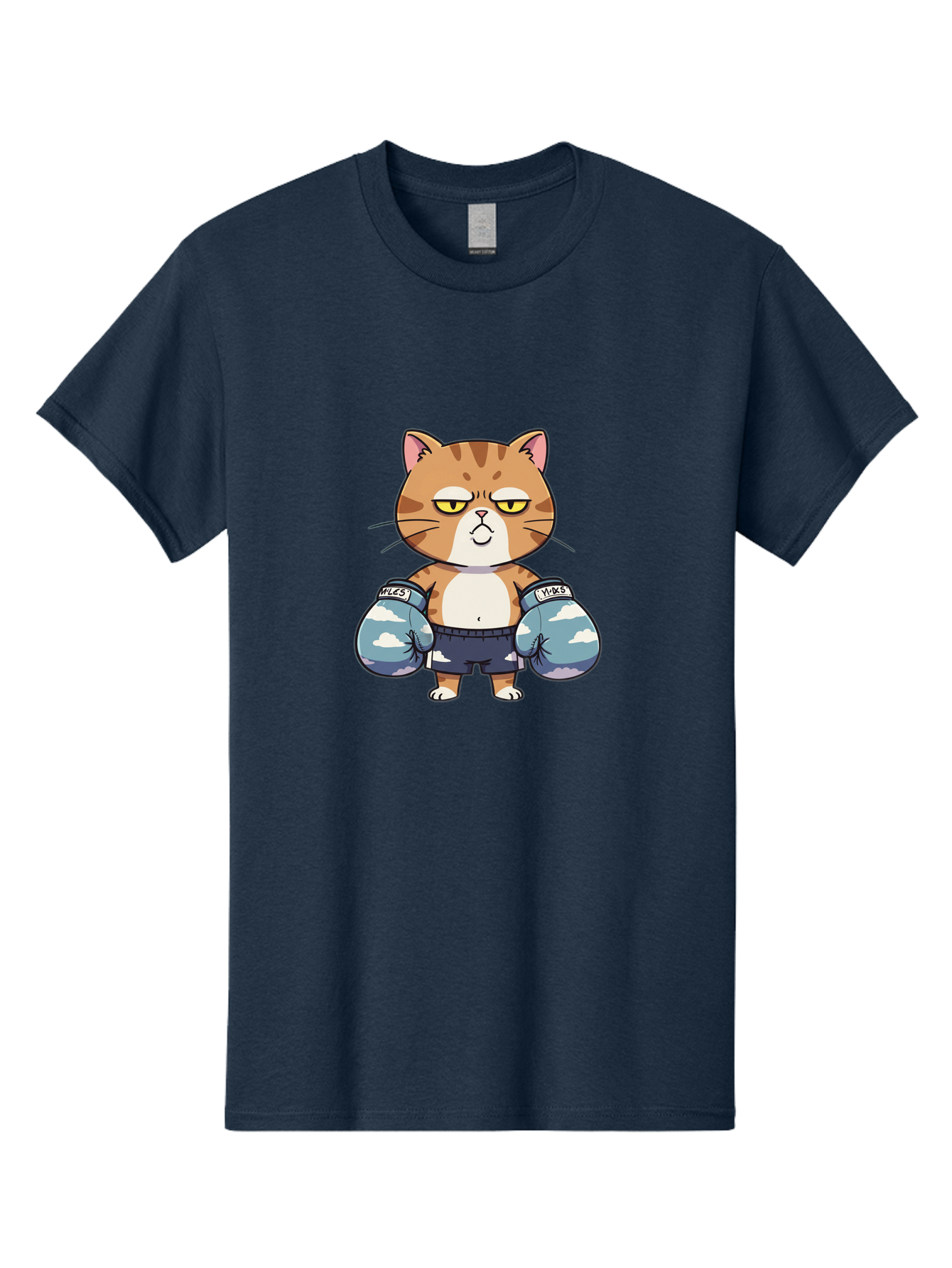 Milo-Cat Men'S Graphic Tee, 100% Cotton, Comfortable Casual Summer Wear, Machine Washable, Cartoon Cat, Boxing Gloves, Meows, Cat Boxing, Funny Cat, Animal Character, Cartoon Character, Boxing Cat, Feline, Cat With Gloves, Cat In Shorts Bae505