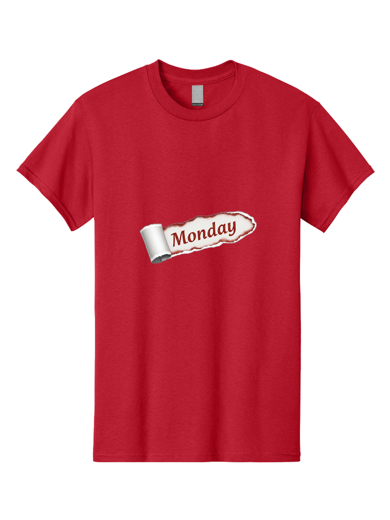 Monday-3 Men'S Graphic Tee, 100% Cotton, Comfortable Casual Summer Wear, Machine Washable, Torn Paper, Monday Text, Red Font, Ripped Edge, Curled Corner, Digital Graphic, Calendar Day Bae510
